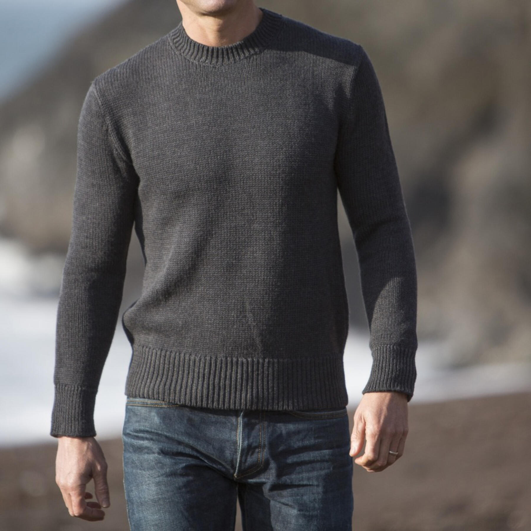 gustin crewneck sweater - charcoal merino wool
