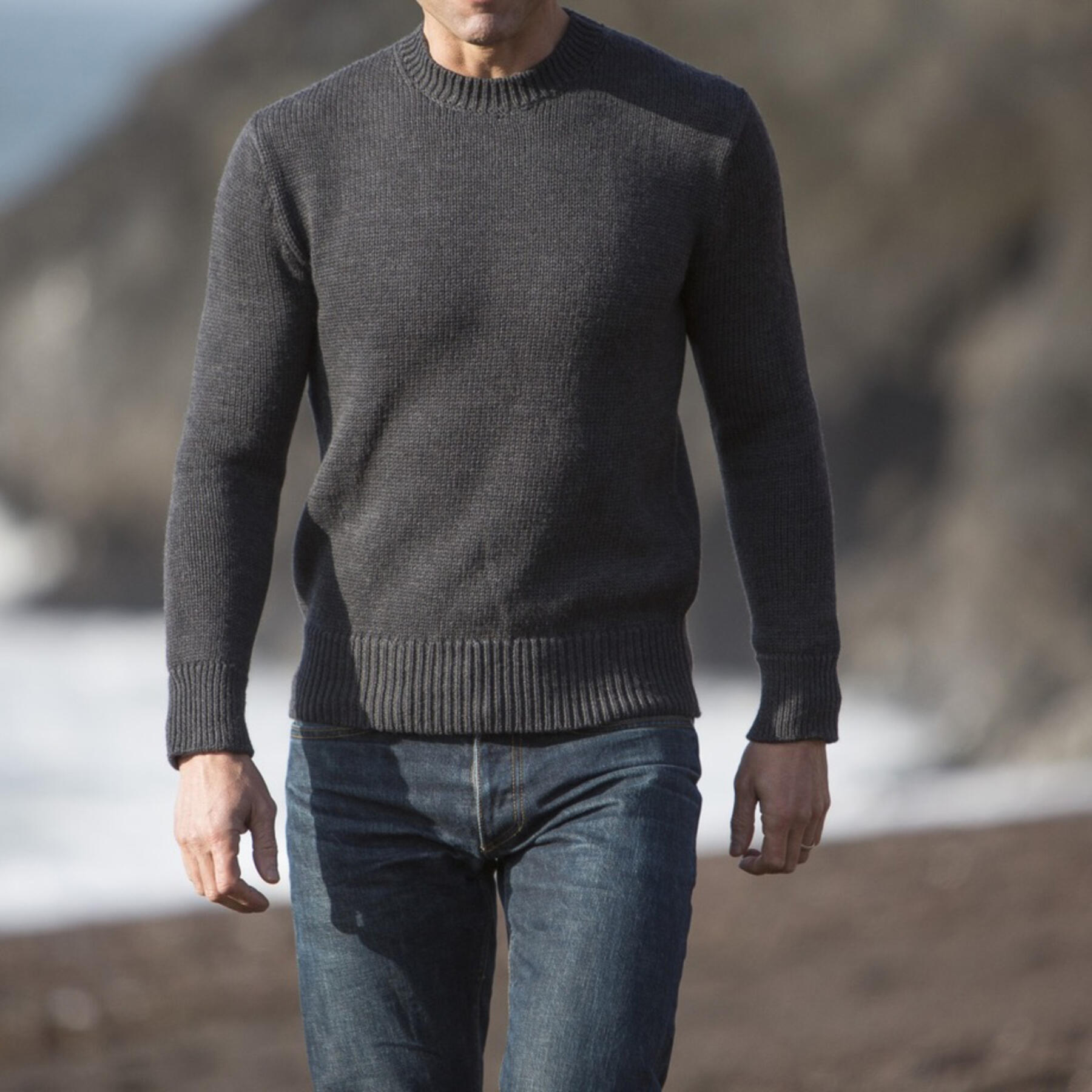 gustin crewneck sweater - charcoal merino wool