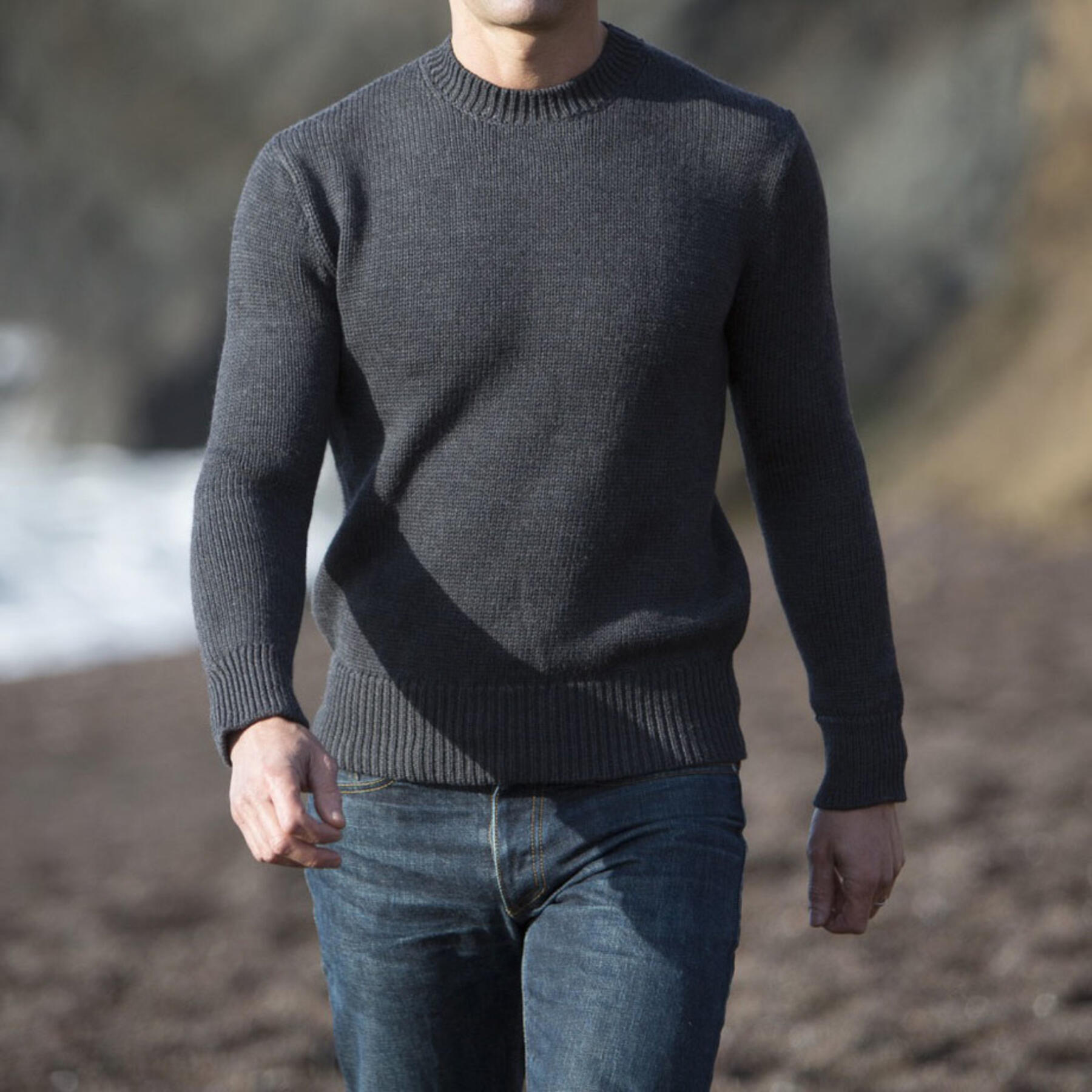 gustin crewneck sweater - charcoal merino wool