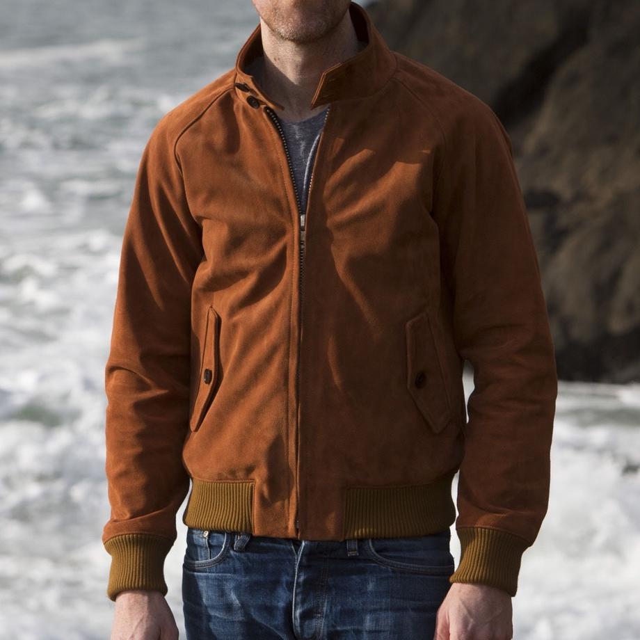 Harrington Tan Suede Gustin Jackets Leather Jackets