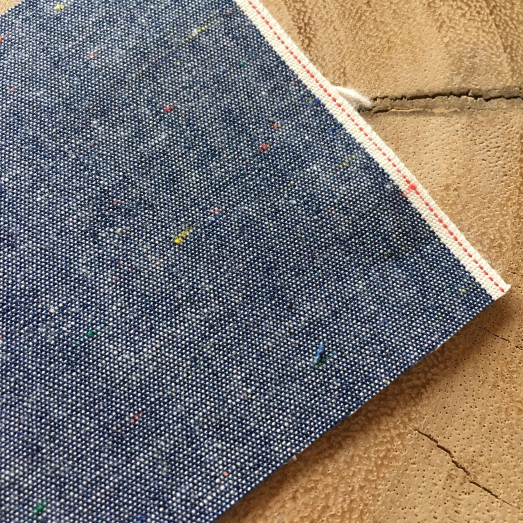 gustin #461 indigo selvedge rainbow nep chambray