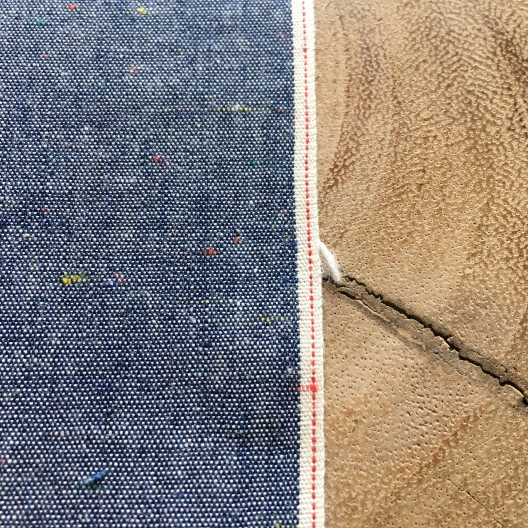 gustin #461 indigo selvedge rainbow nep chambray