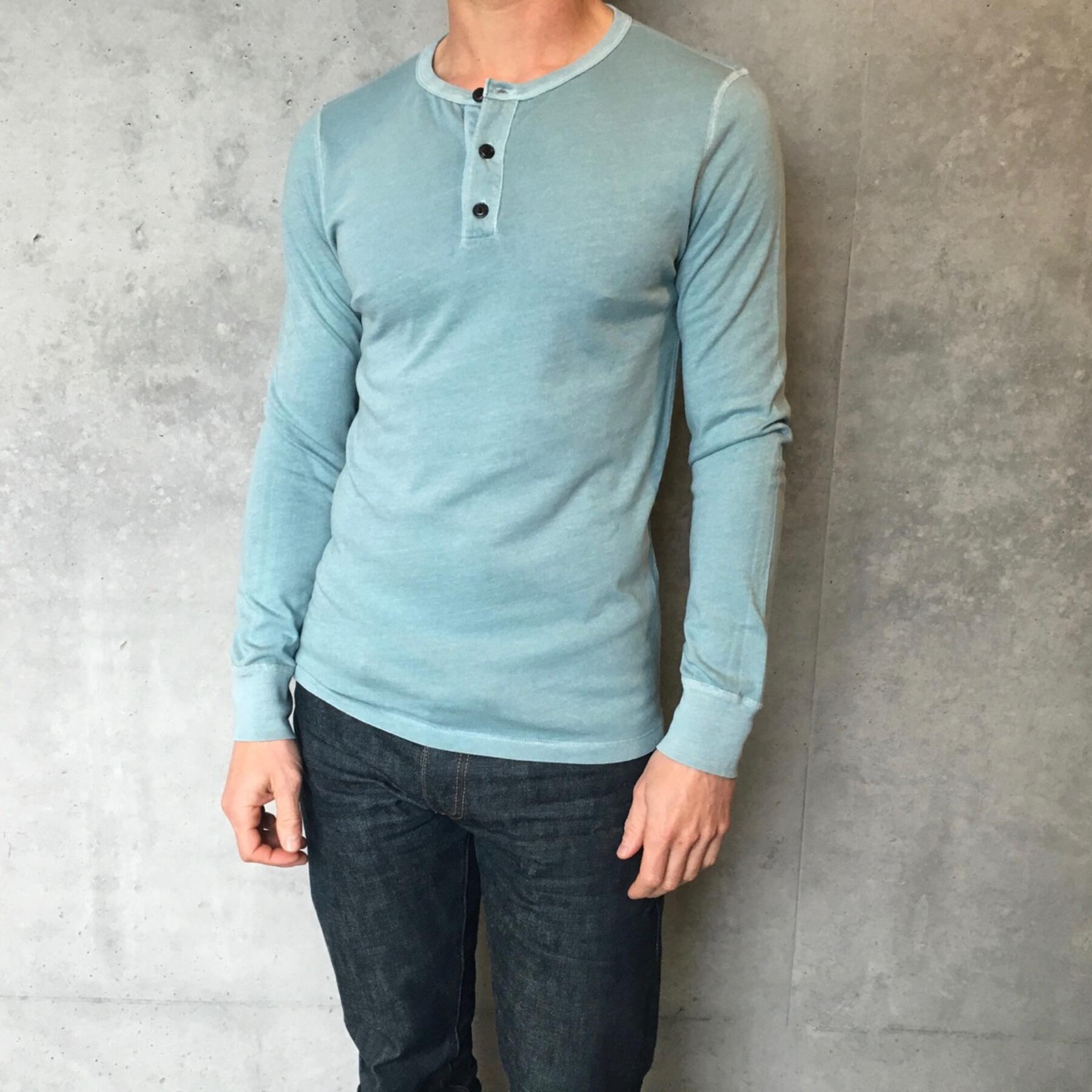 gustin usa pigment dyed henley lagoon green