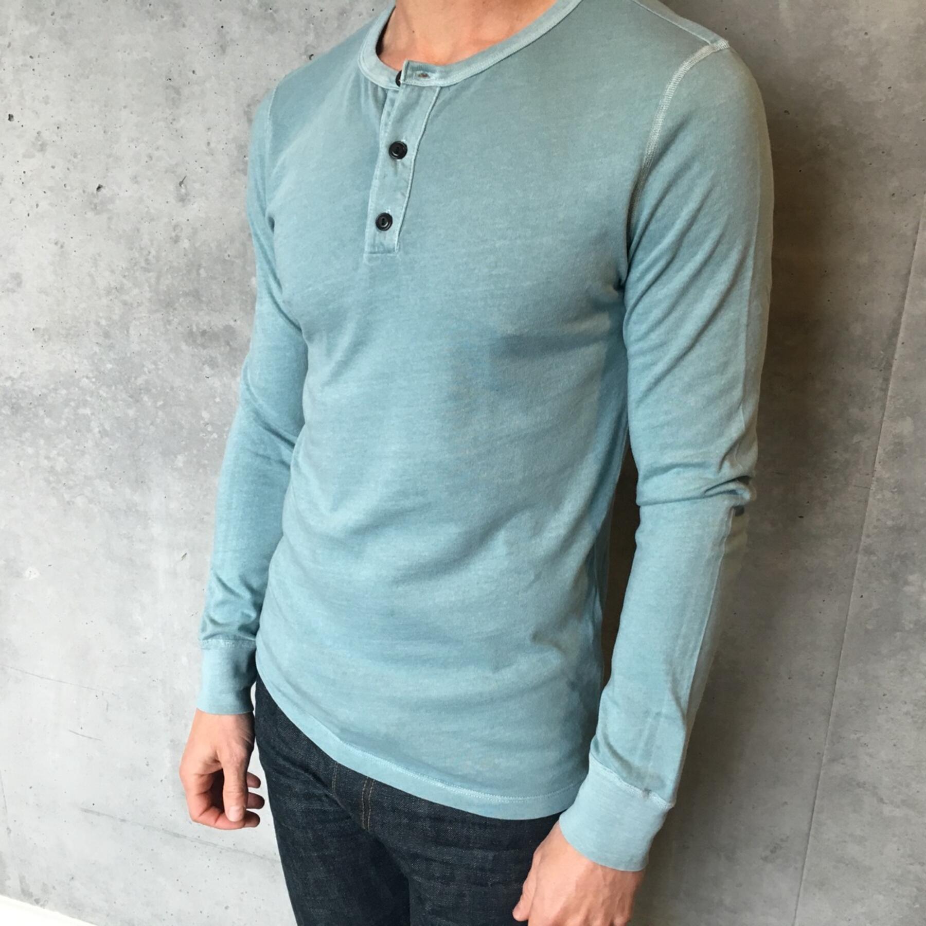 gustin usa pigment dyed henley lagoon green