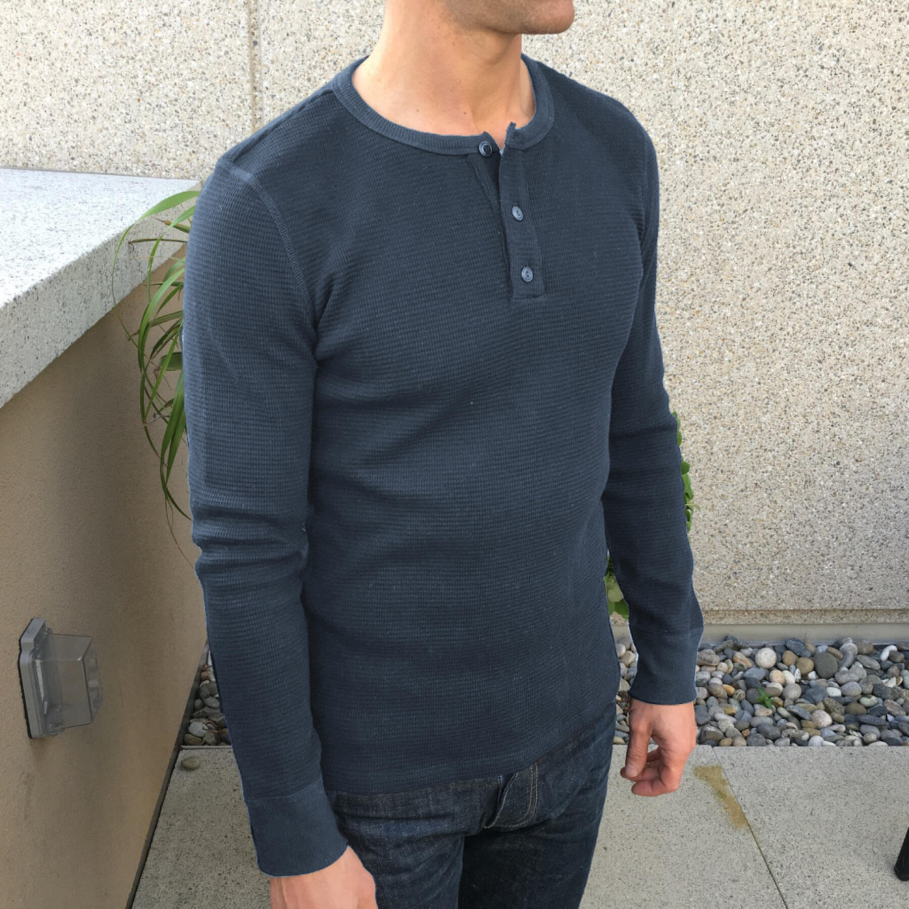 gustin usa waffle henley cadet grey