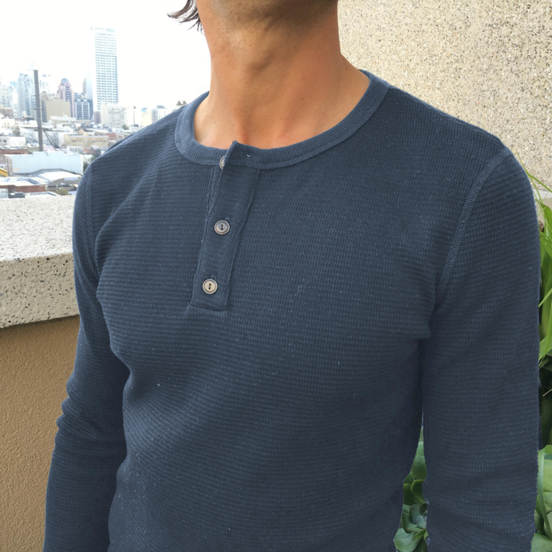 gustin usa waffle henley cadet grey