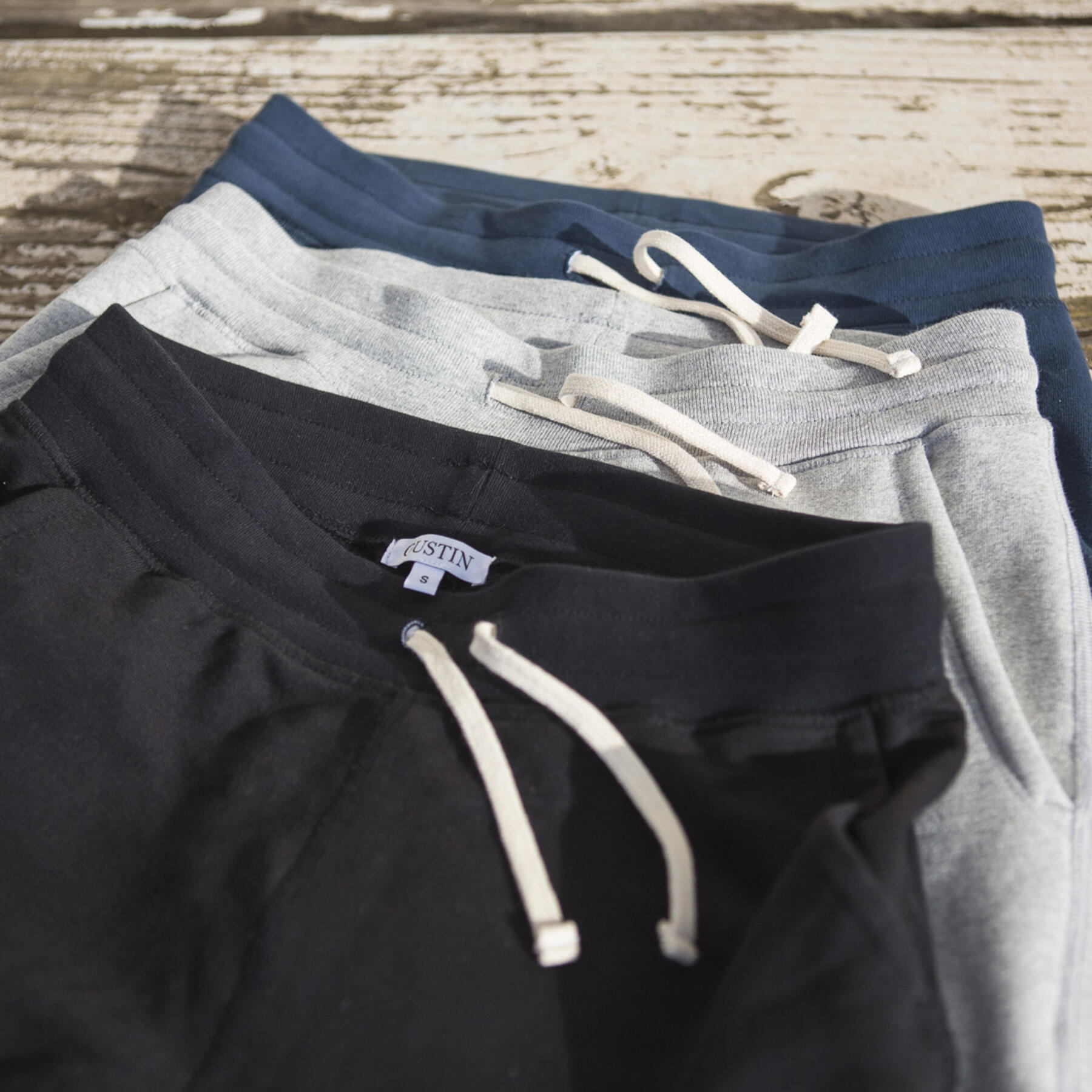 gustin usa sweatpants 3pk (black, heather grey, navy)