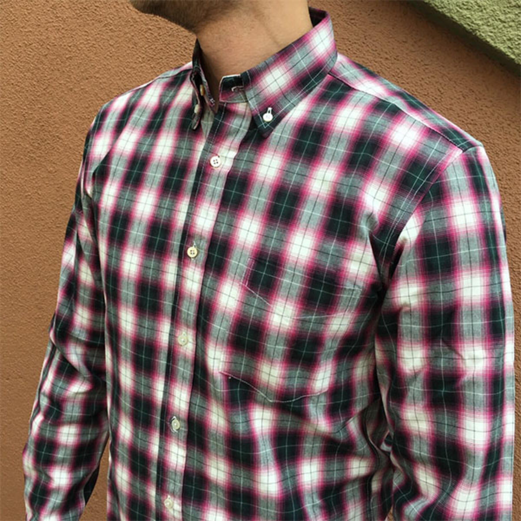 gustin magenta ombre plaid oxford