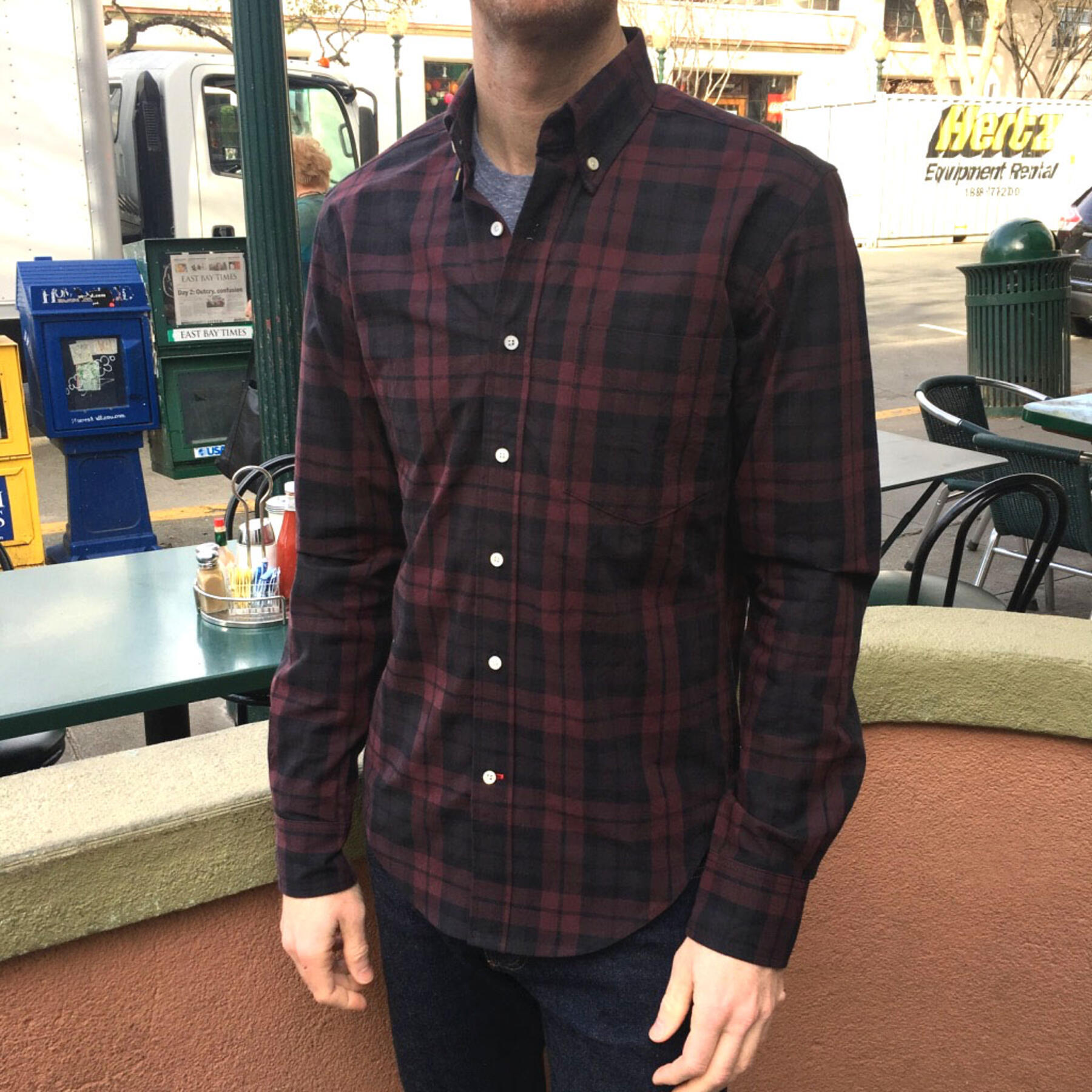 gustin heavy burgundy poplin plaid