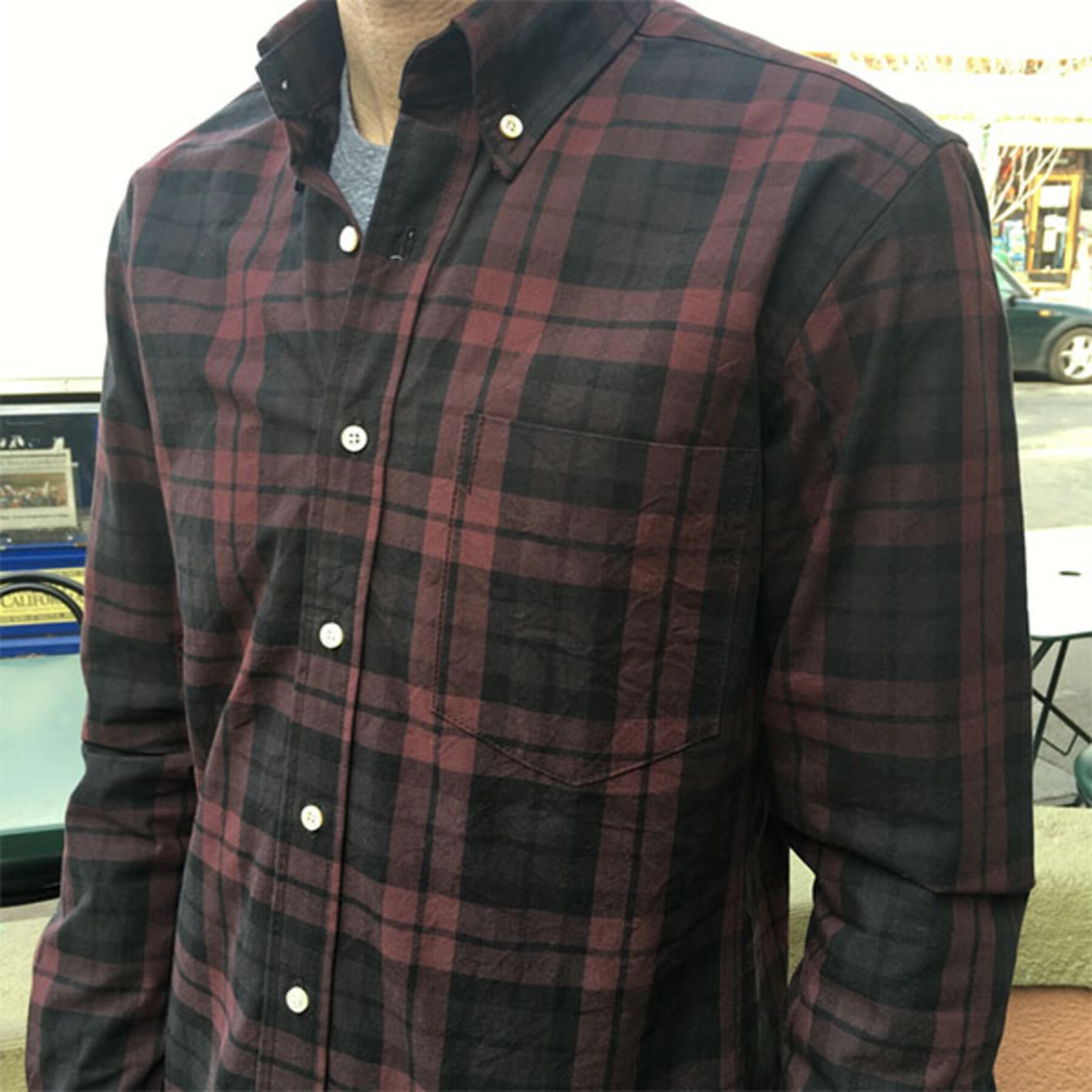 gustin heavy burgundy poplin plaid