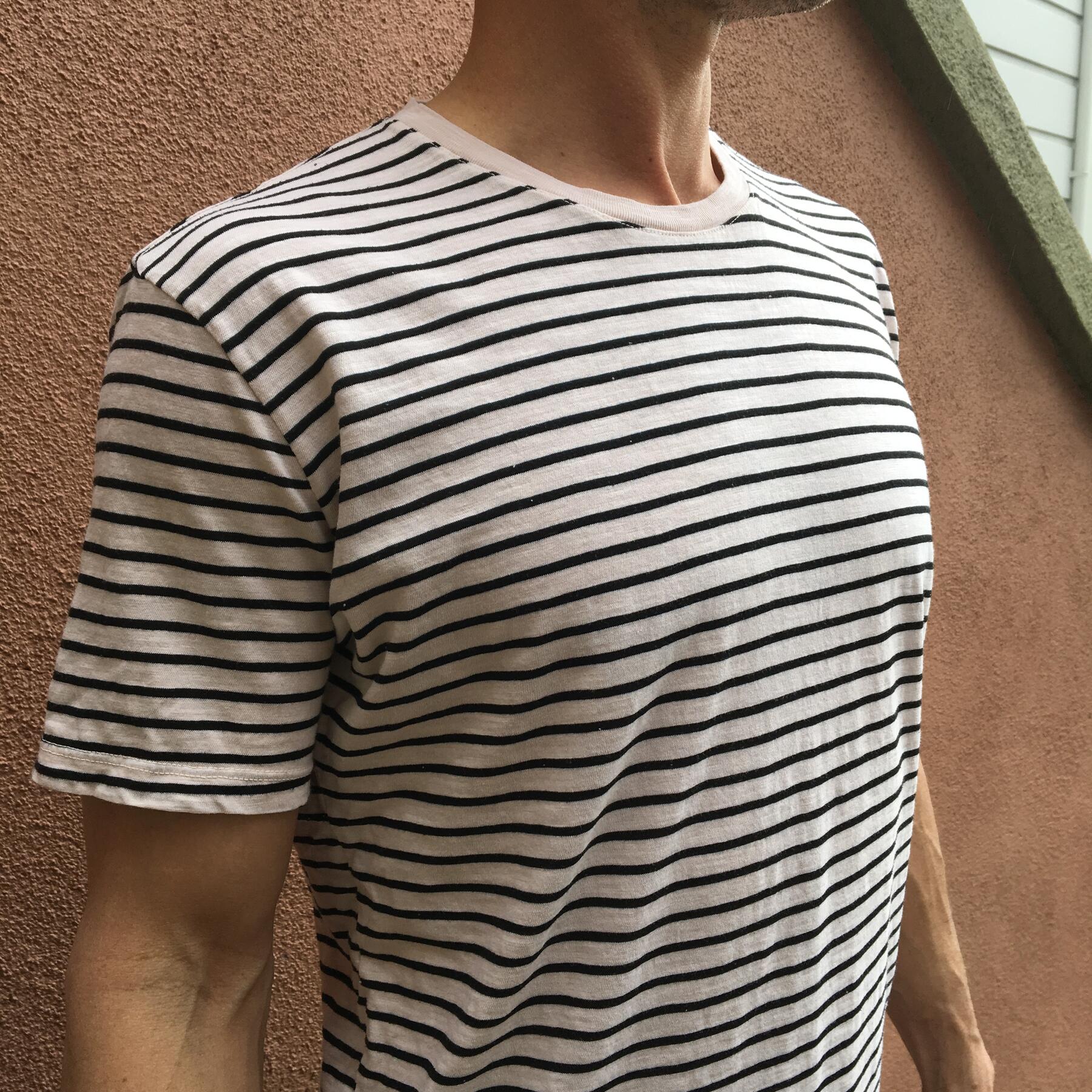gustin slub striped t-shirt 2pk (white, black)