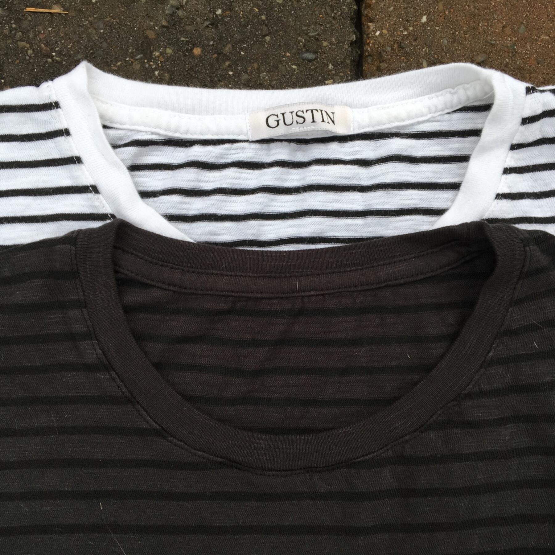 gustin slub striped t-shirt 2pk (white, black)