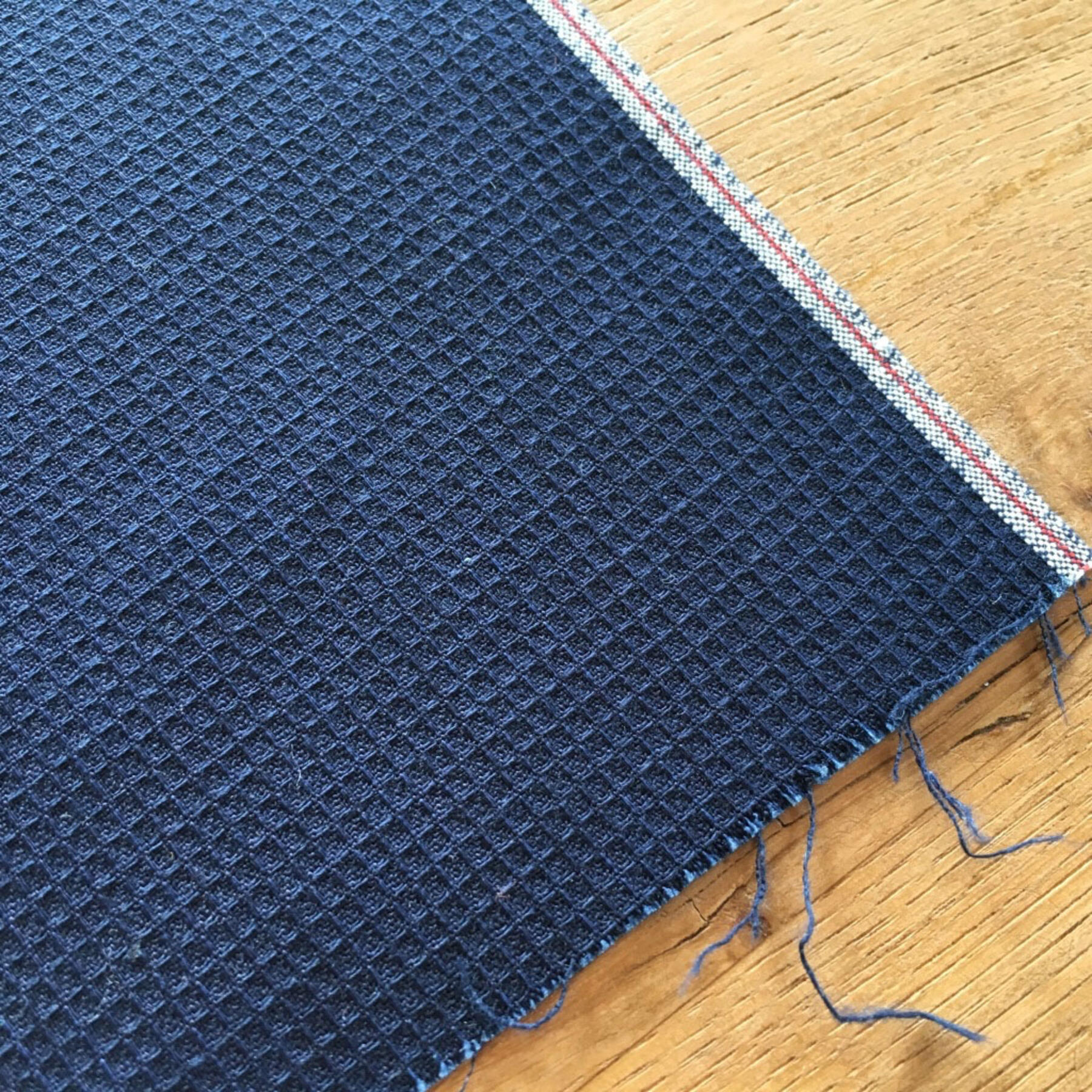 gustin #477 selvedge indigo grid