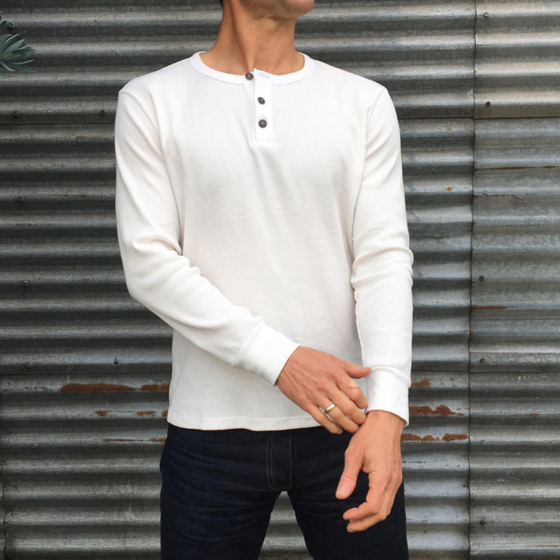 gustin usa waffle henley white