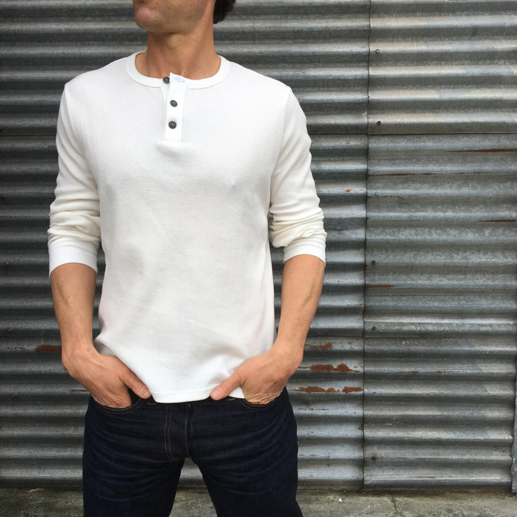 gustin usa waffle henley white