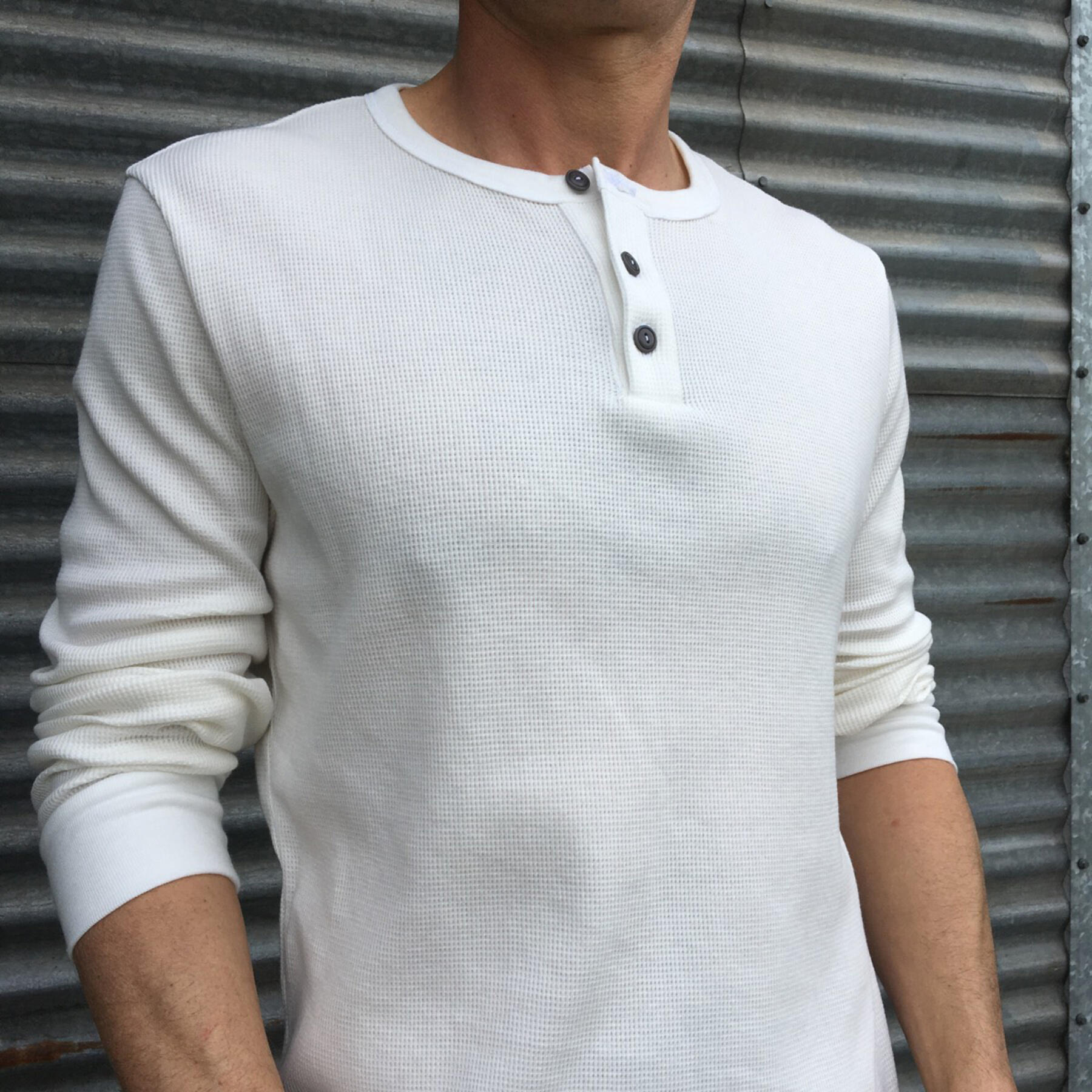 gustin usa waffle henley white