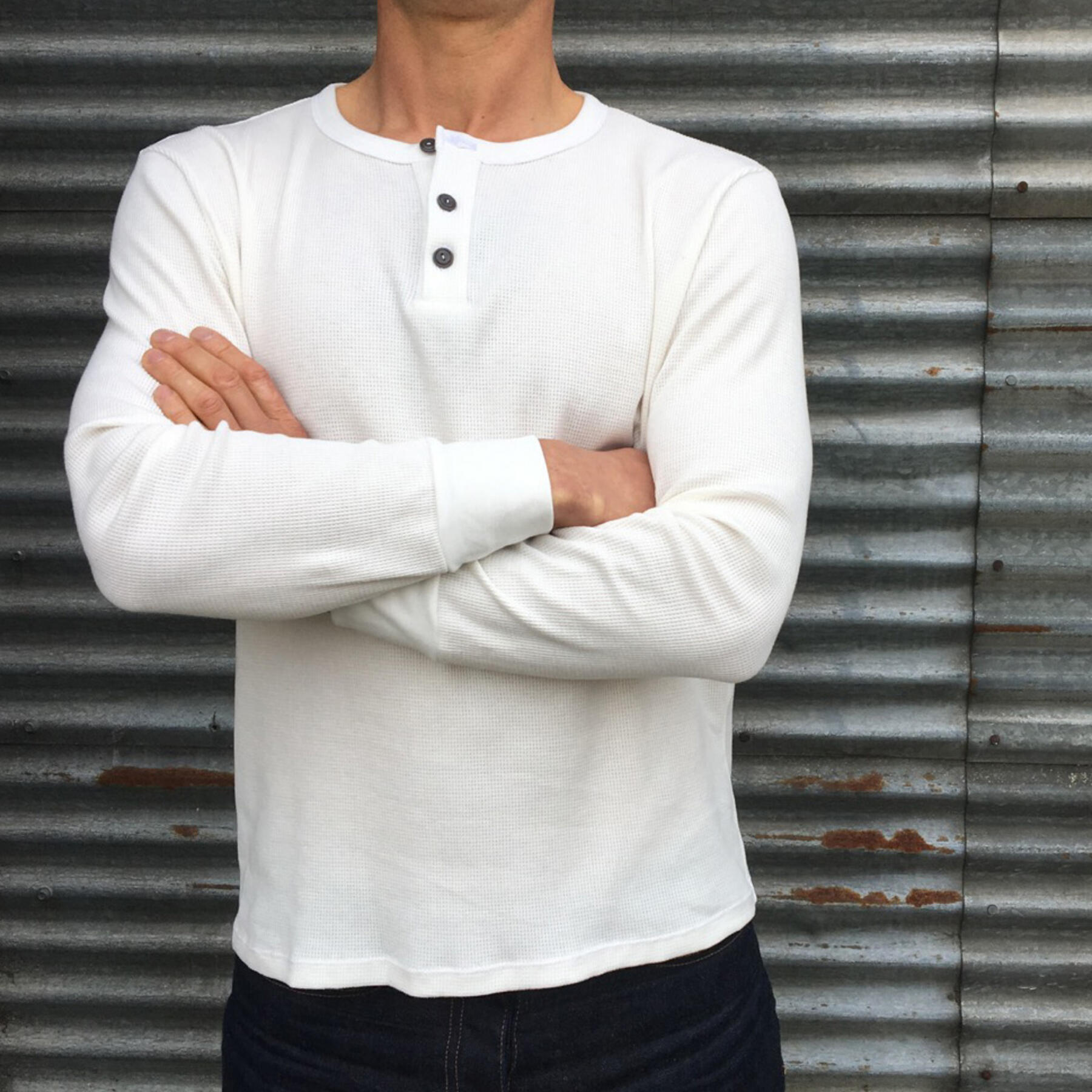 gustin usa waffle henley white