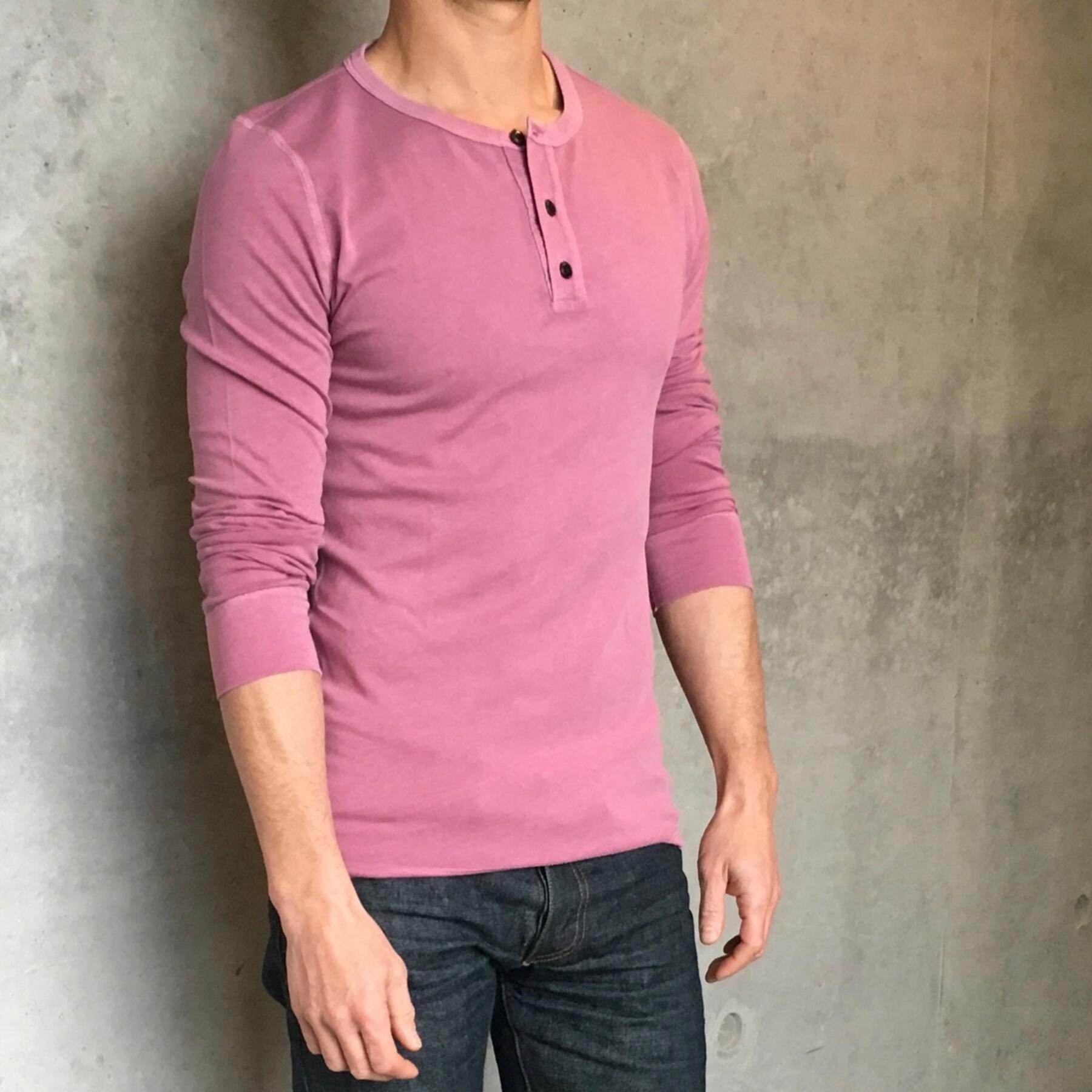 gustin usa pigment dyed henley faded rose