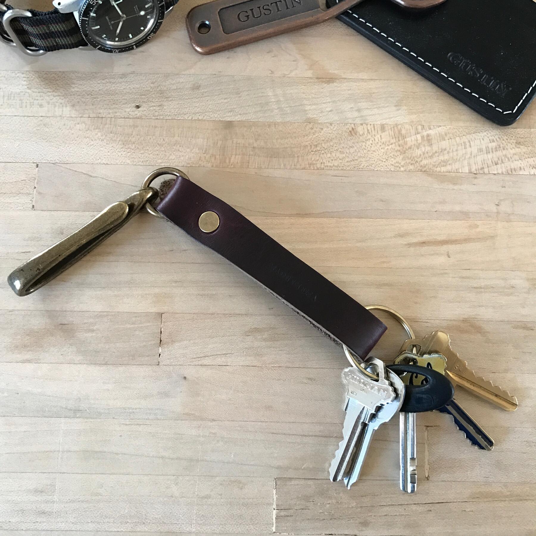 gustin fish hook keychain - horween chromexcel #8