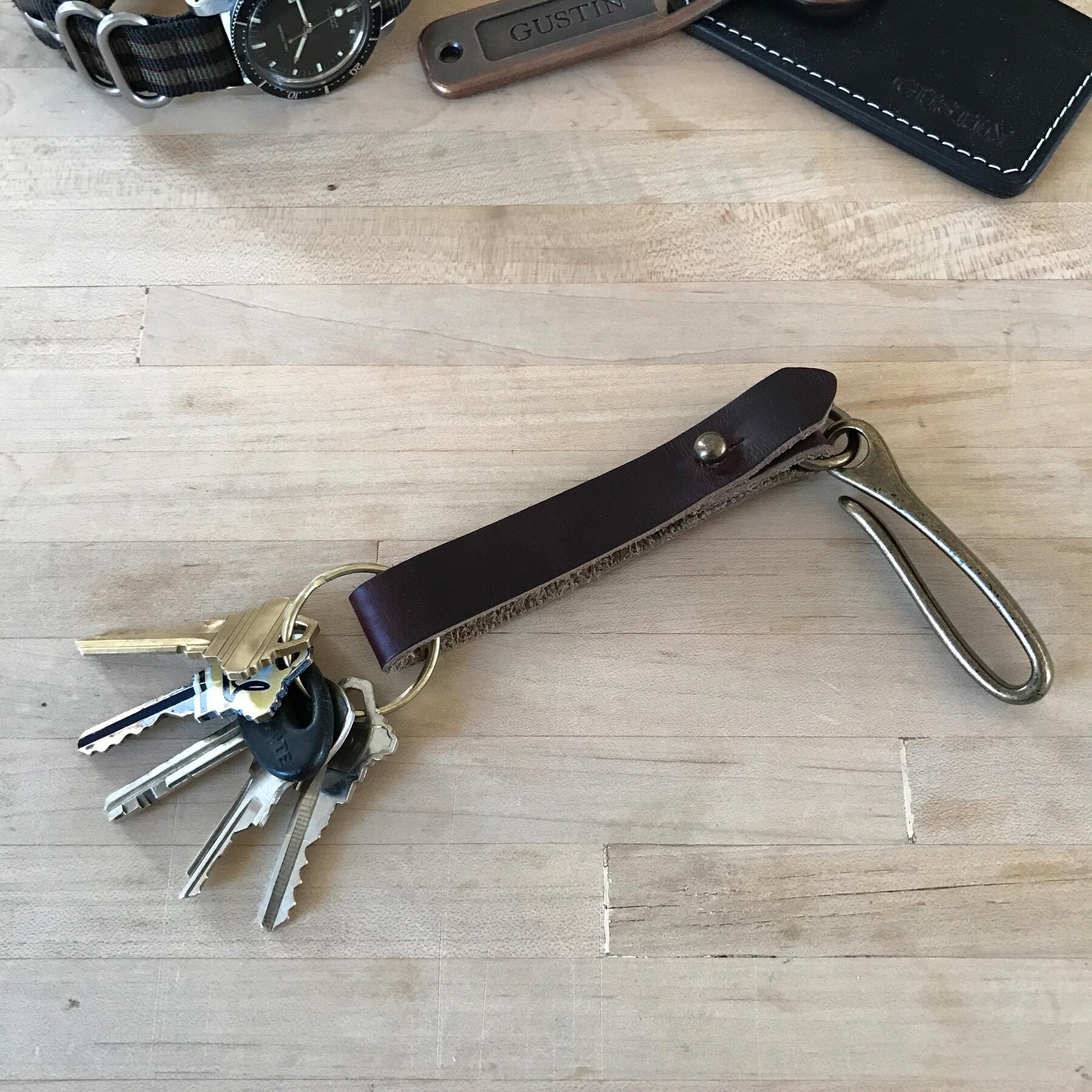 gustin fish hook keychain - horween chromexcel #8