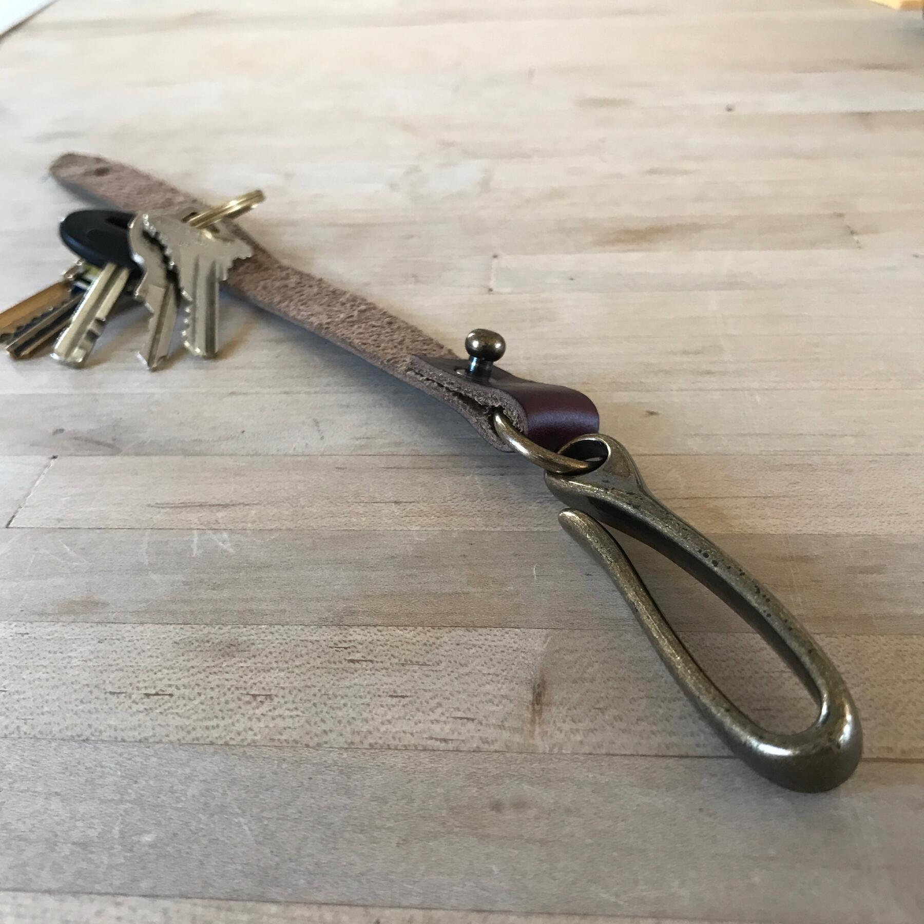 gustin fish hook keychain - horween chromexcel #8