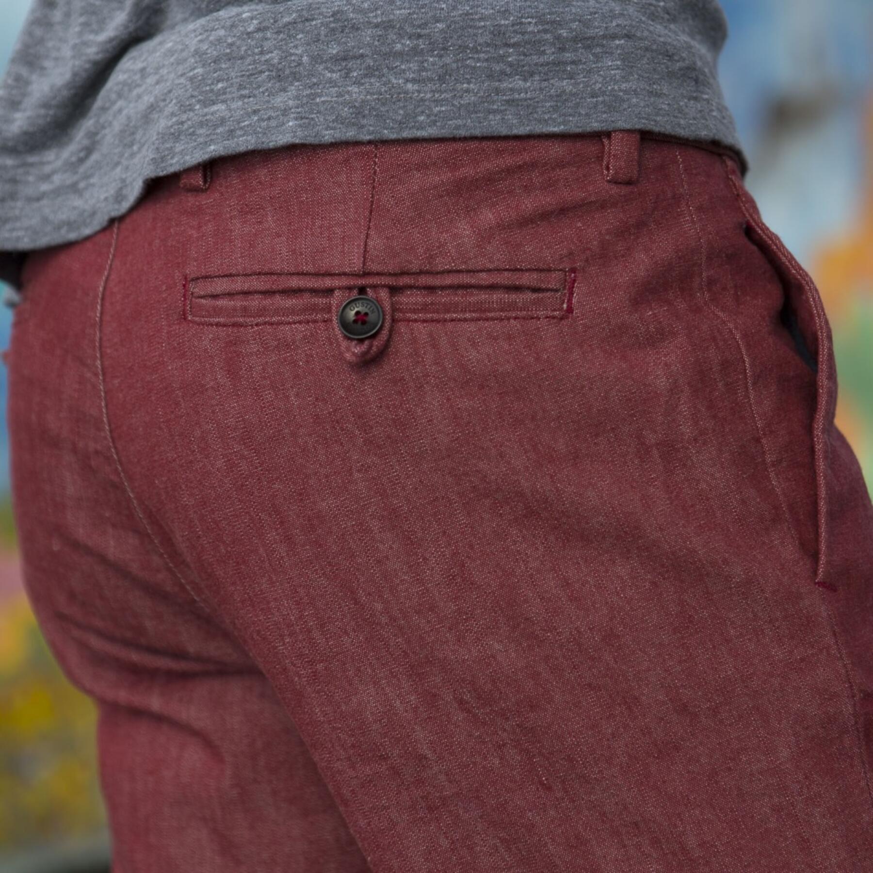 gustin #117 oxblood chambray chino