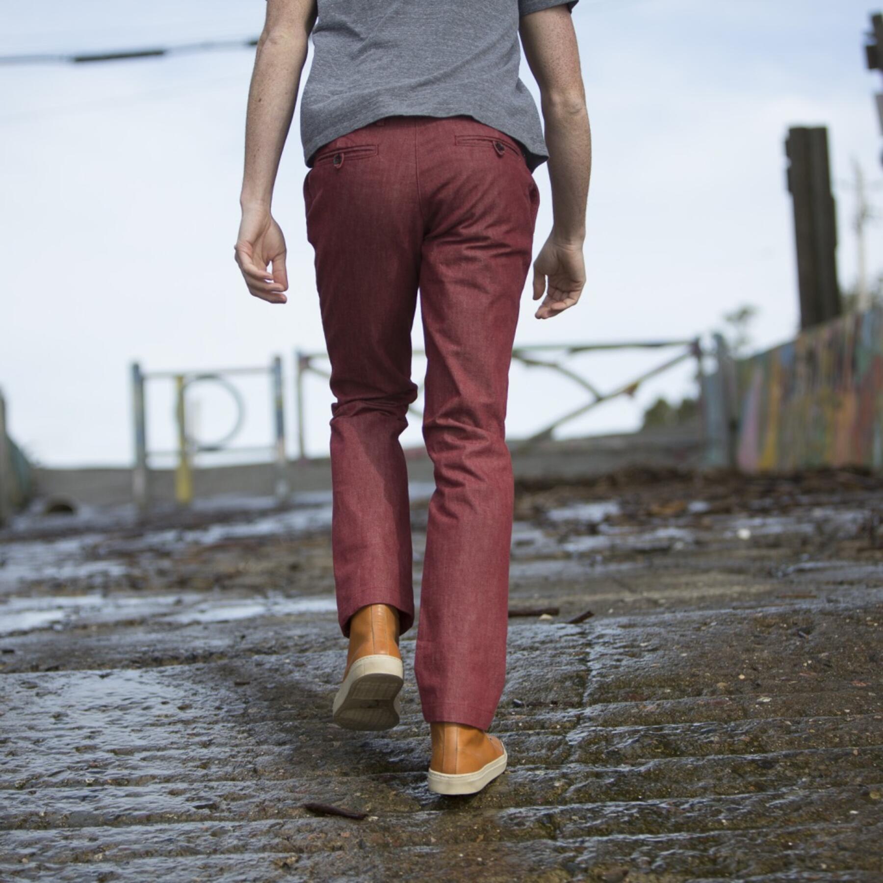 gustin #117 oxblood chambray chino