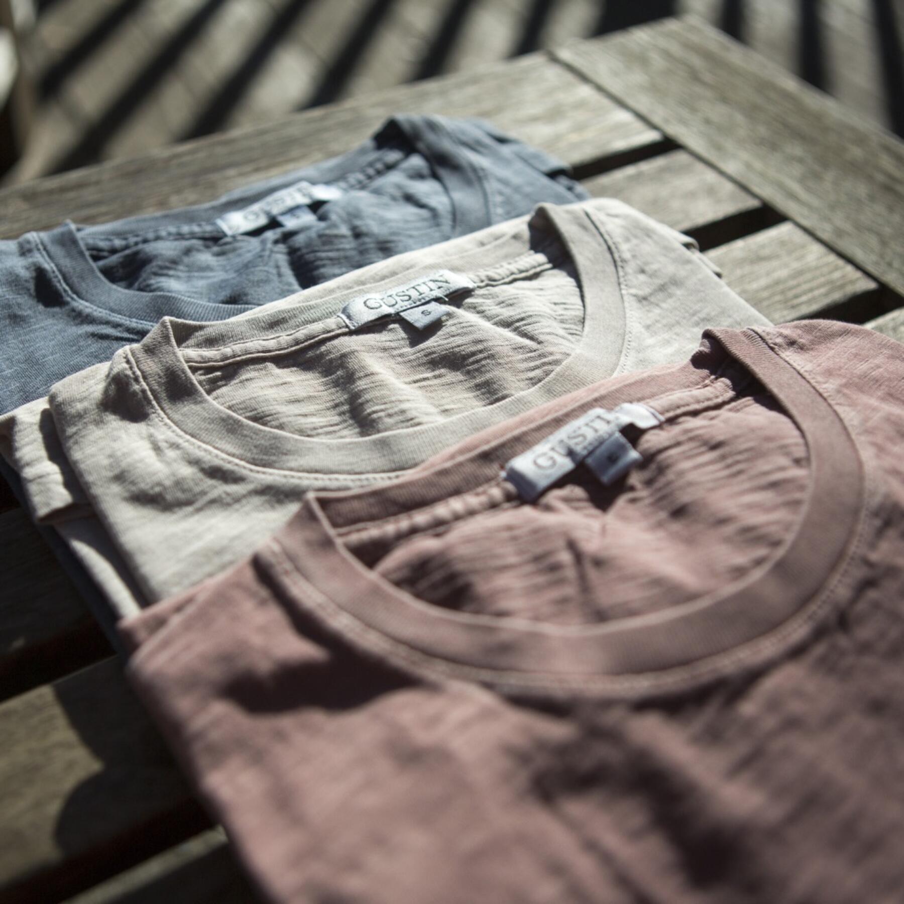 gustin slub pocket t-shirt 3 pack (ocean, oatmeal, red)
