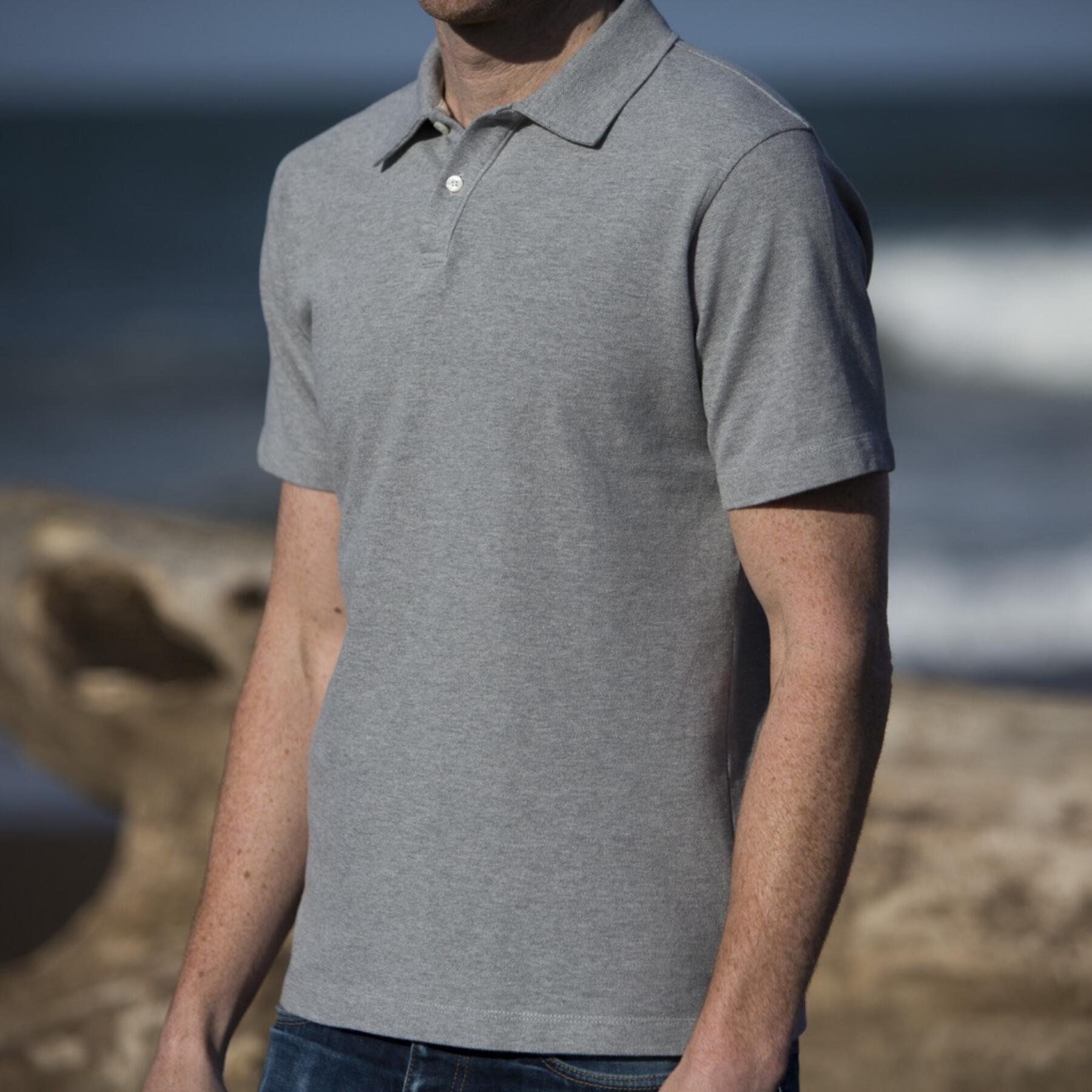 gustin japan pique polo heather grey