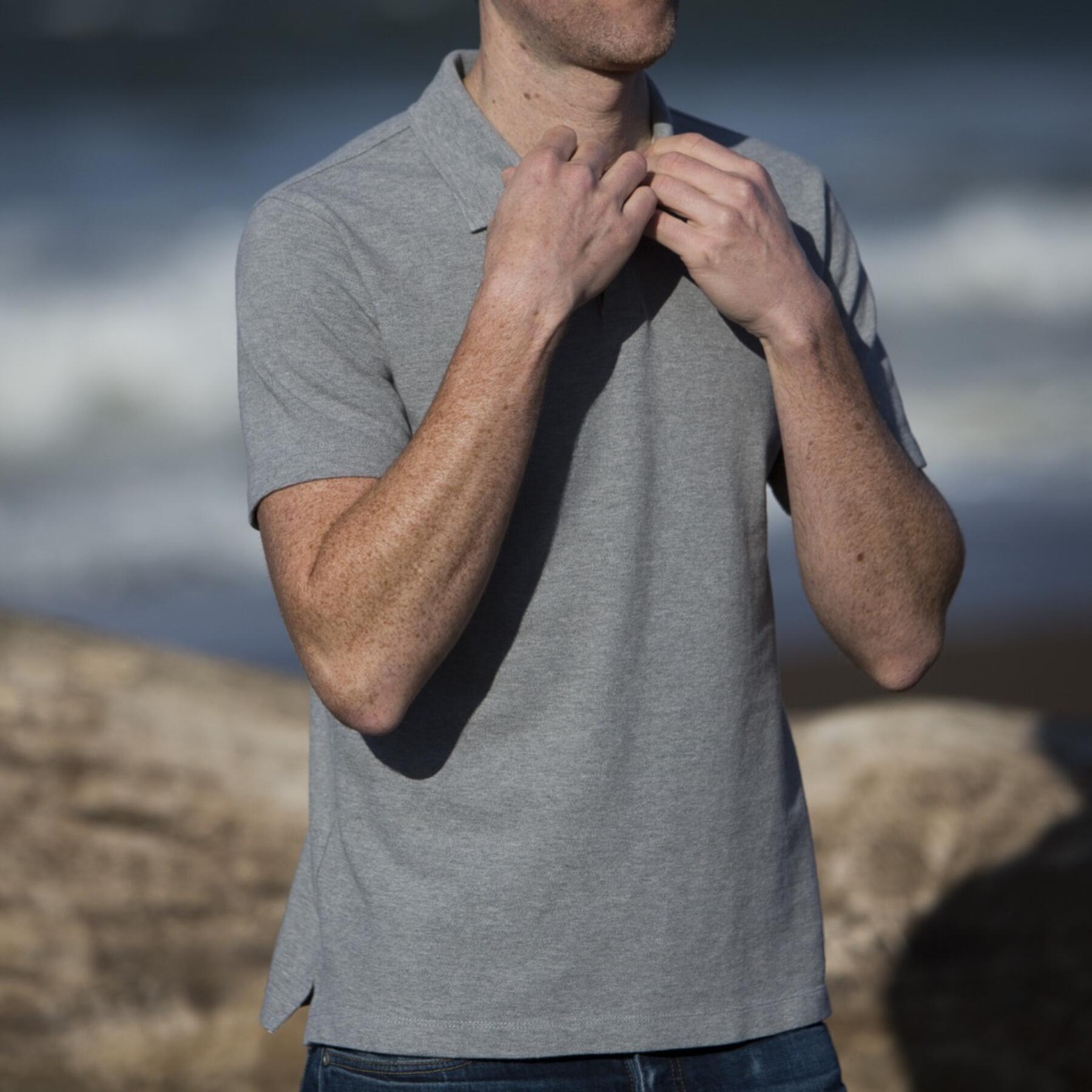 gustin japan pique polo heather grey