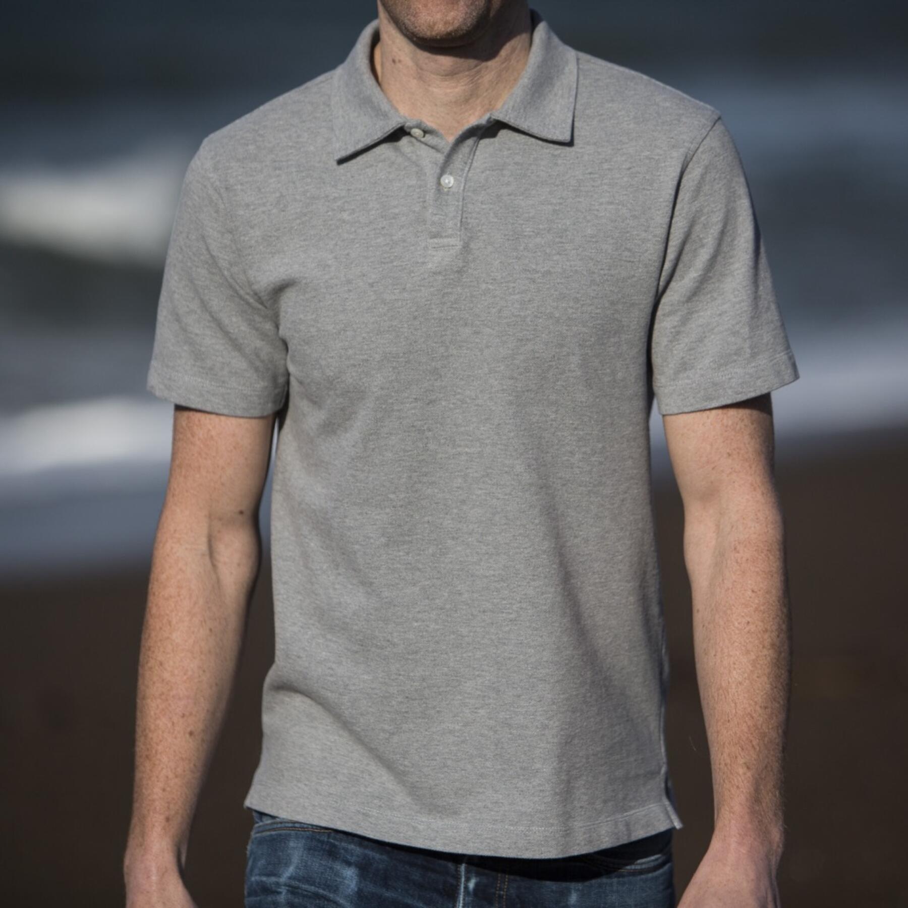 gustin japan pique polo heather grey