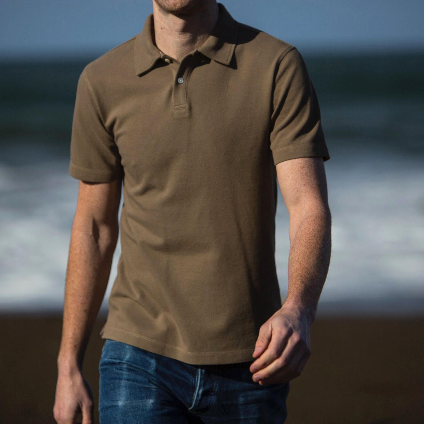 gustin japan pique polo brown