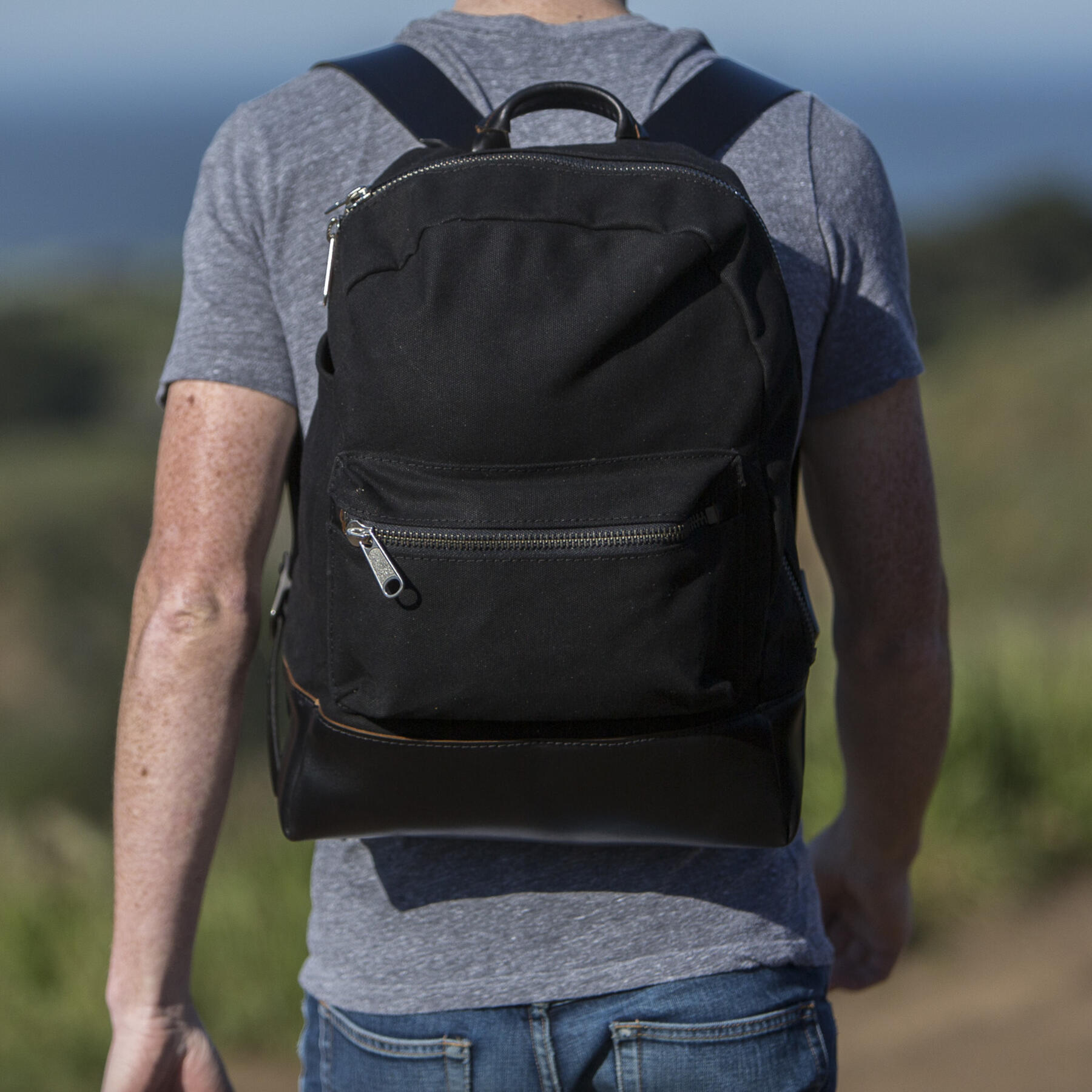 gustin waxed canvas backpack - black
