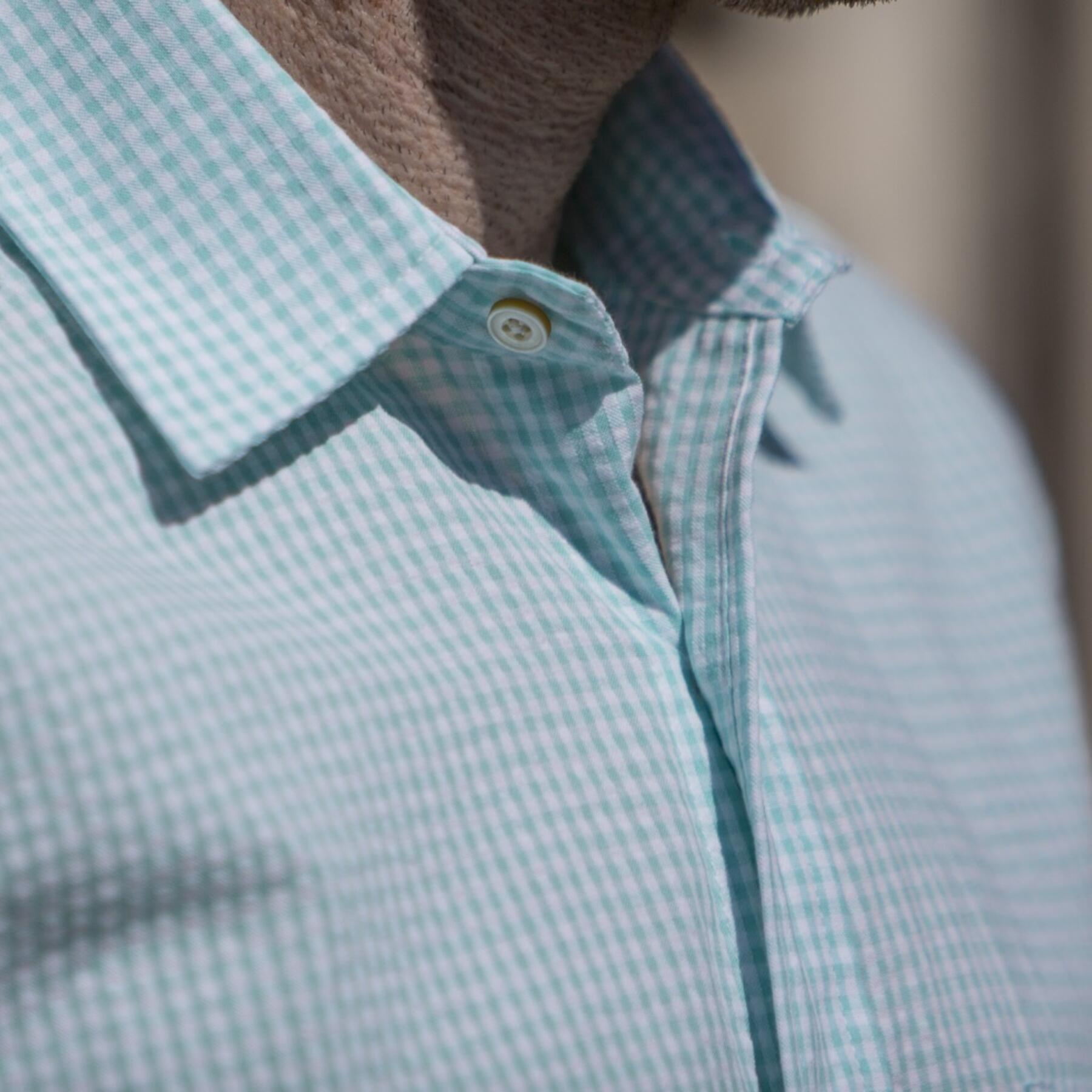gustin #502 short sleeve mint gingham seersucker