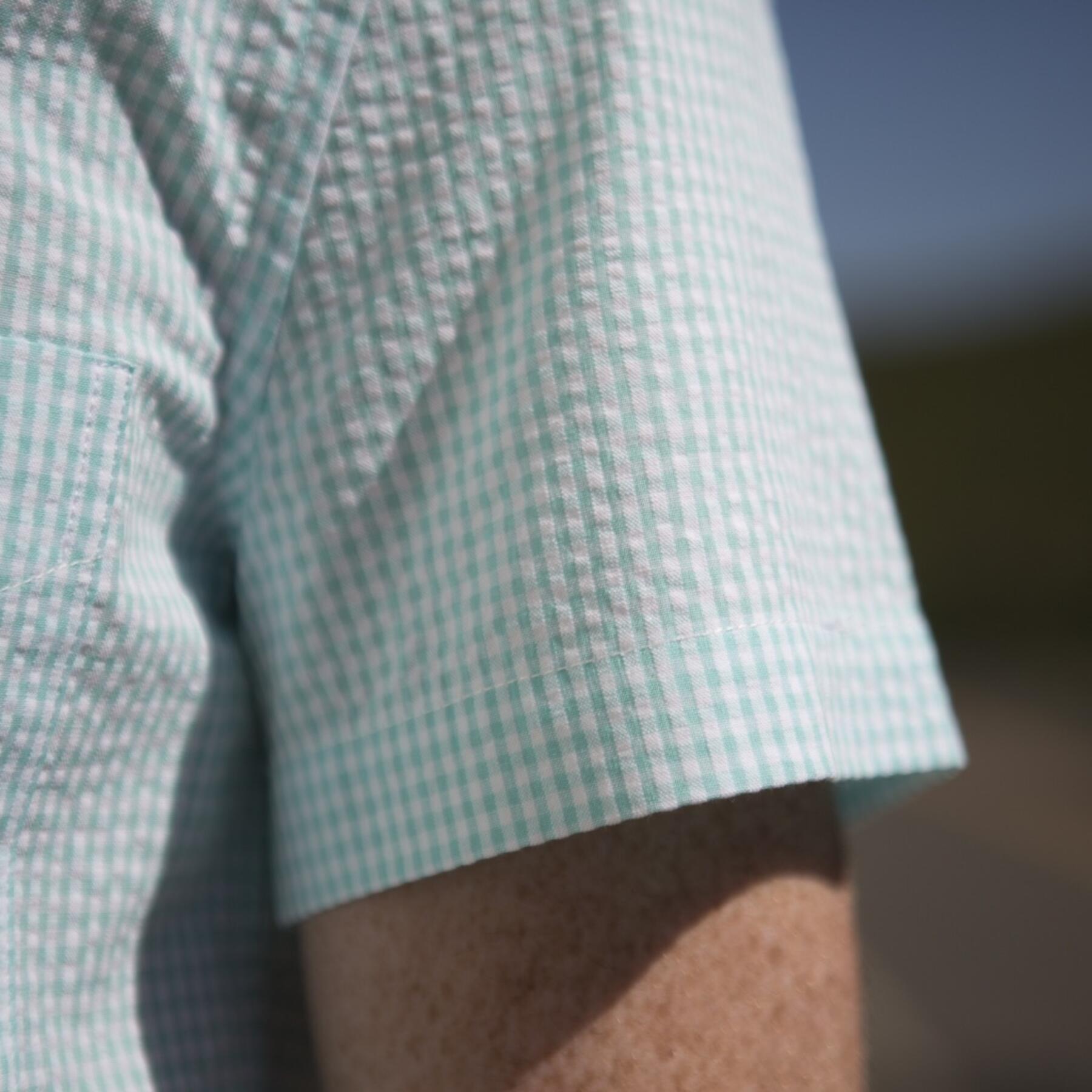 gustin #502 short sleeve mint gingham seersucker