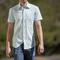 gustin #502 short sleeve mint gingham seersucker