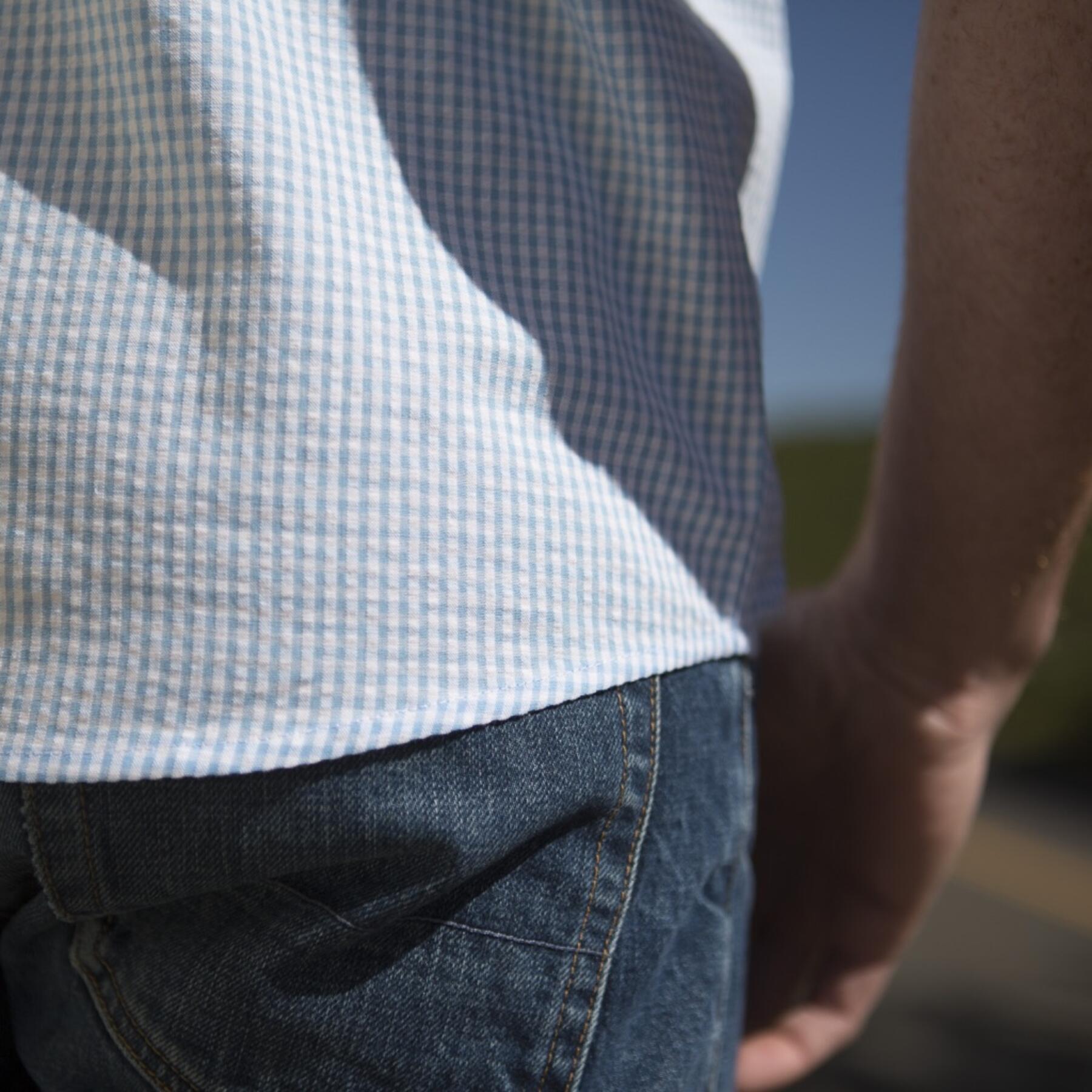 gustin #501 short sleeve sky blue gingham seersucker