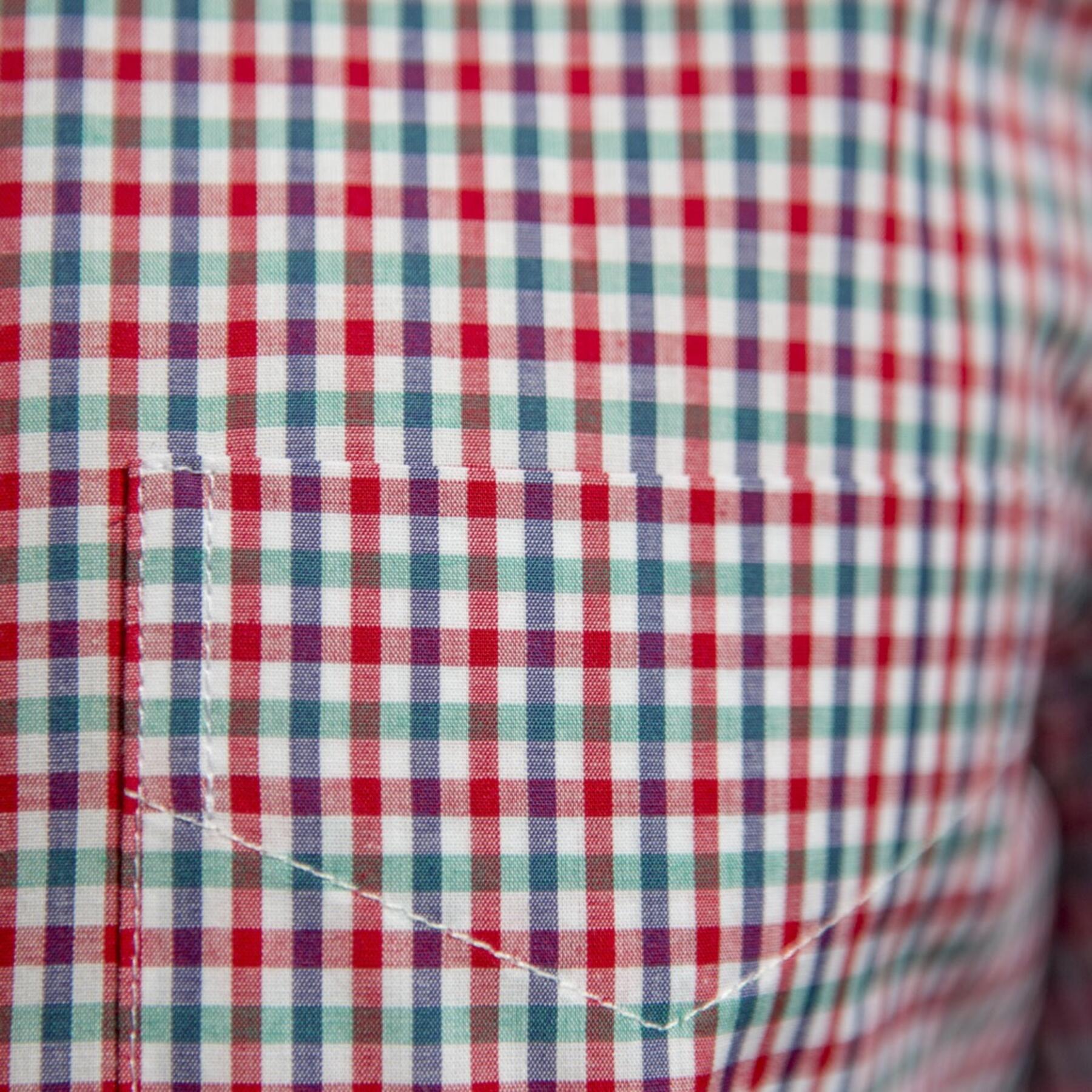 gustin #503 short sleeve red teal gingham