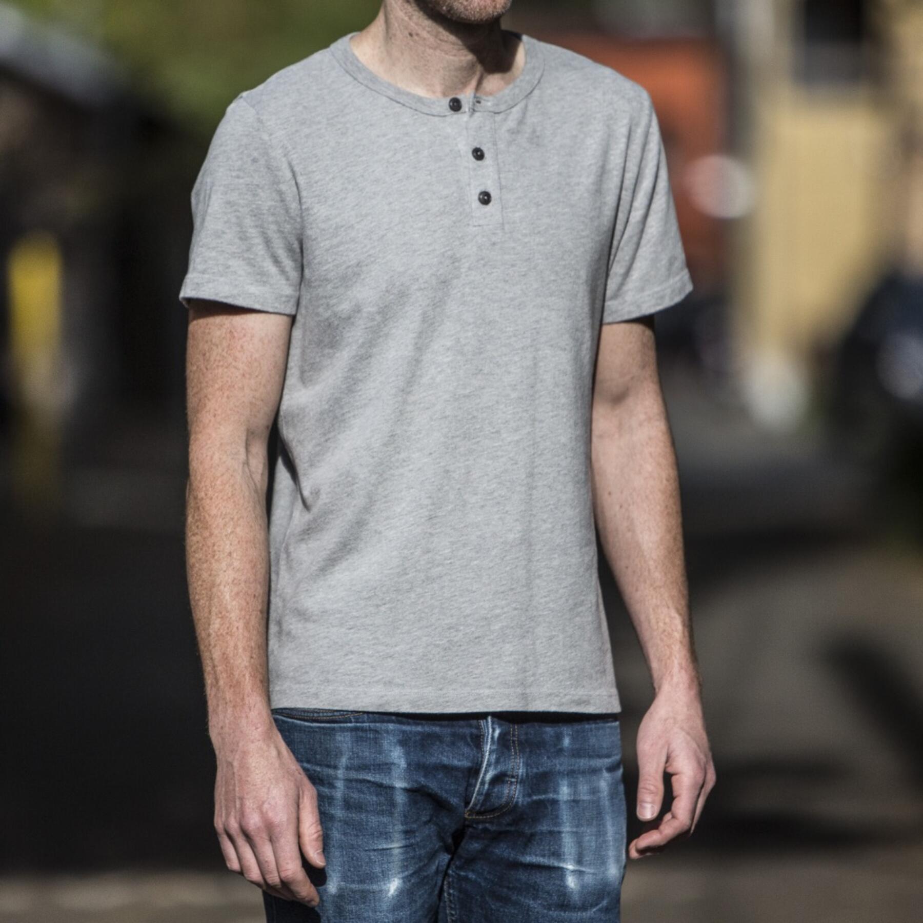 gustin short sleeve henley - heather grey