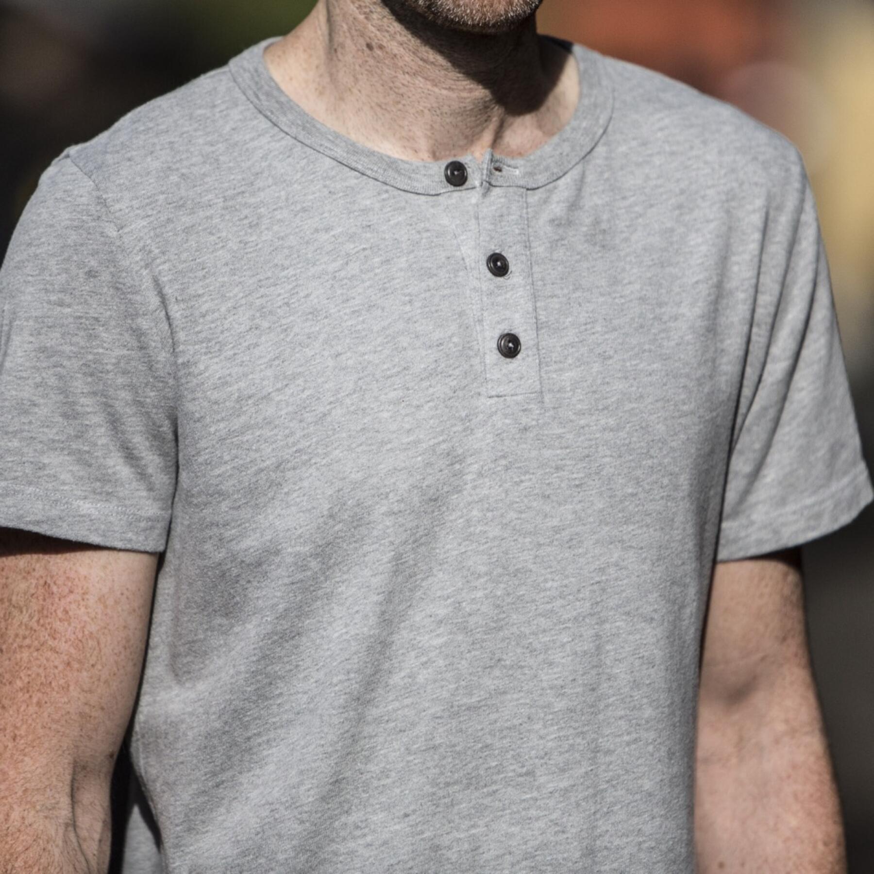 gustin short sleeve henley - heather grey