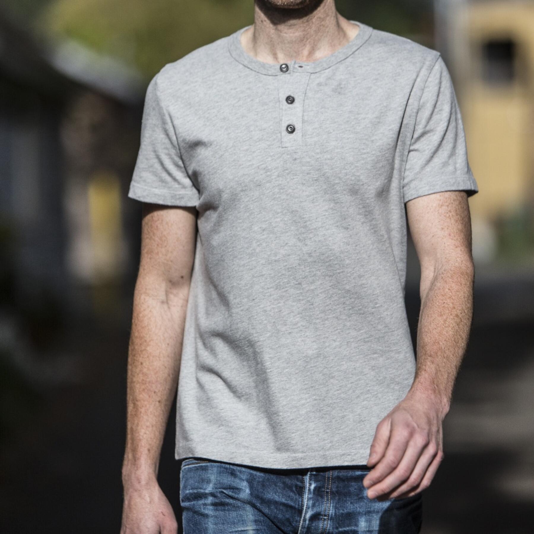 gustin short sleeve henley - heather grey