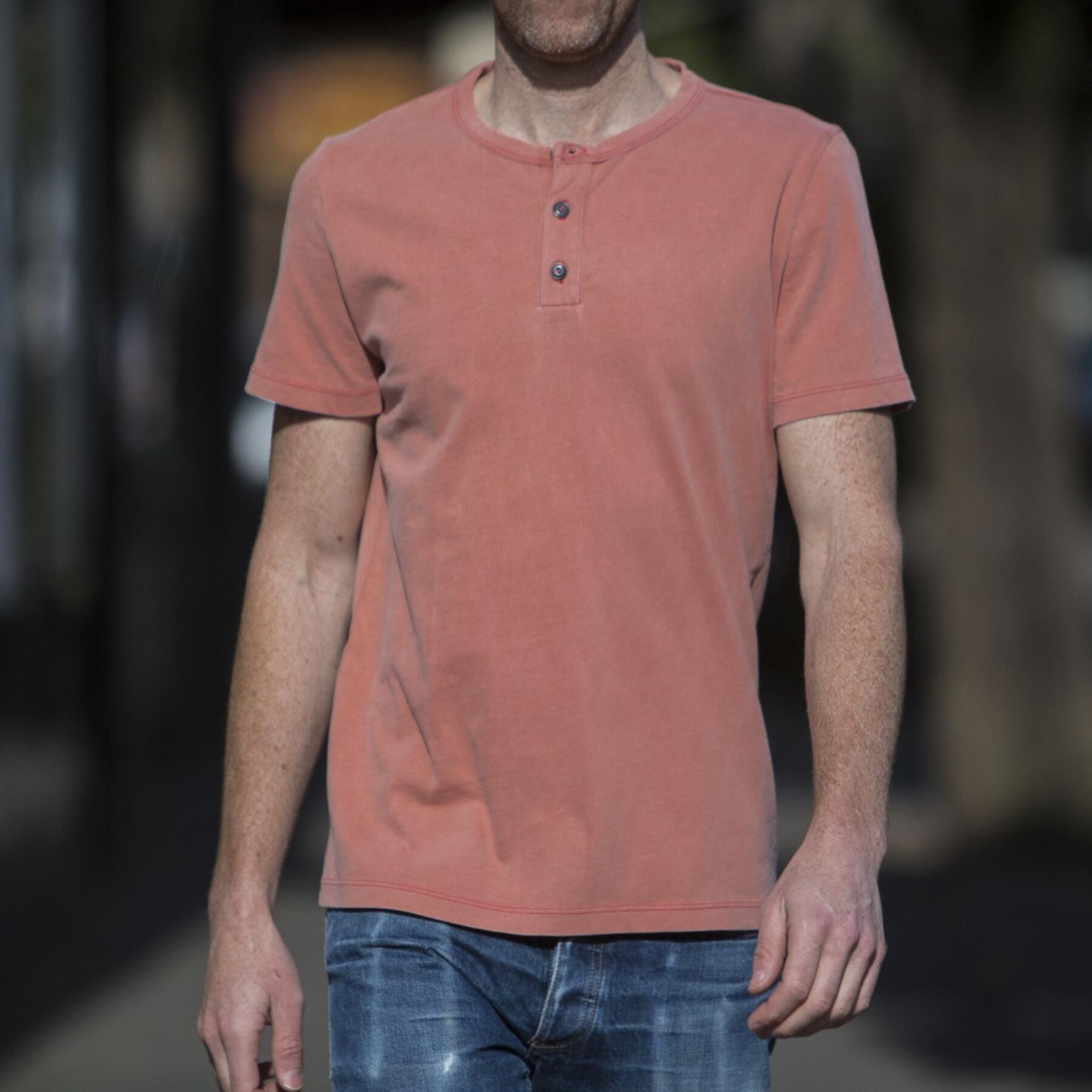 gustin short sleeve henley - faded orange