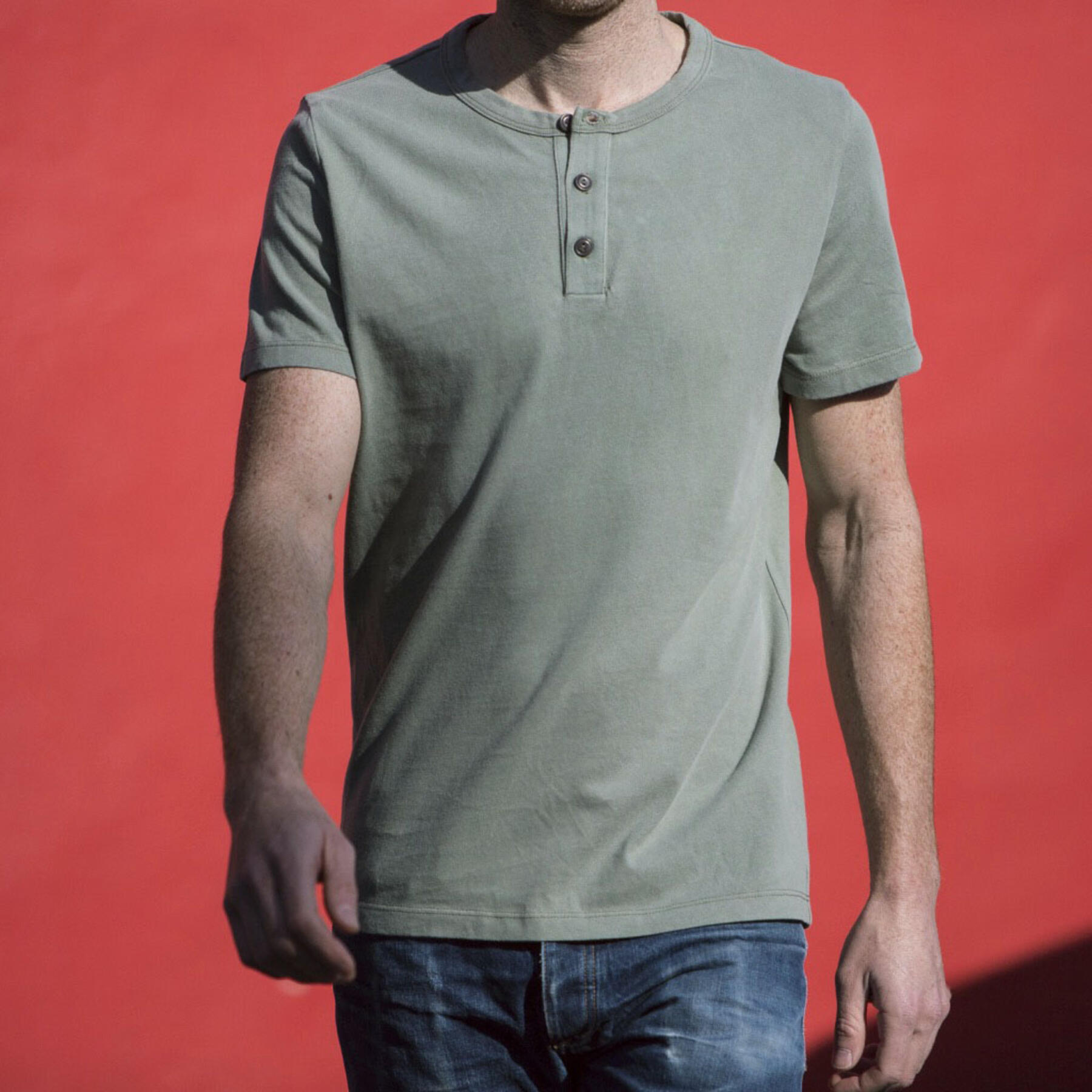gustin short sleeve henley - faded teal