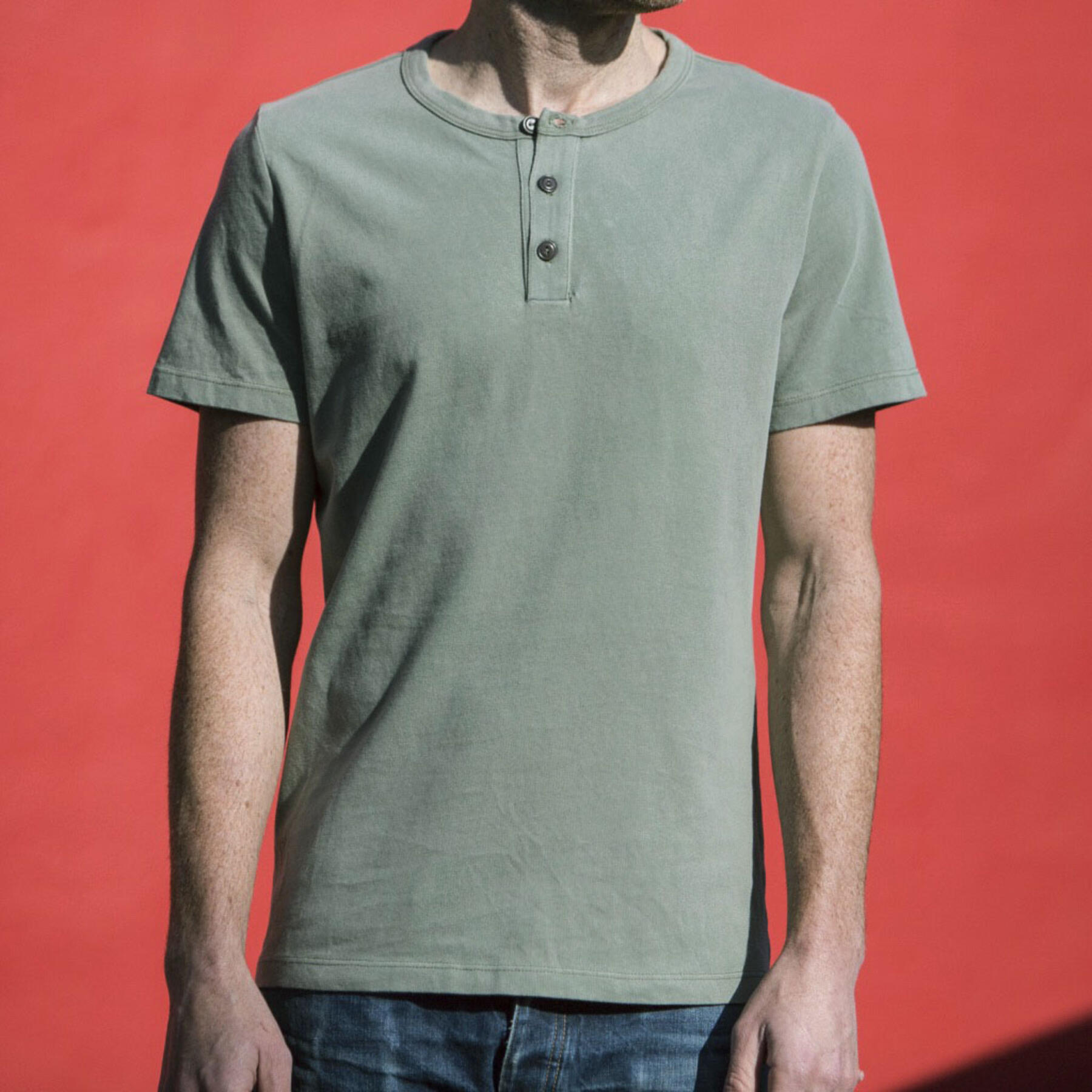 gustin short sleeve henley - faded teal