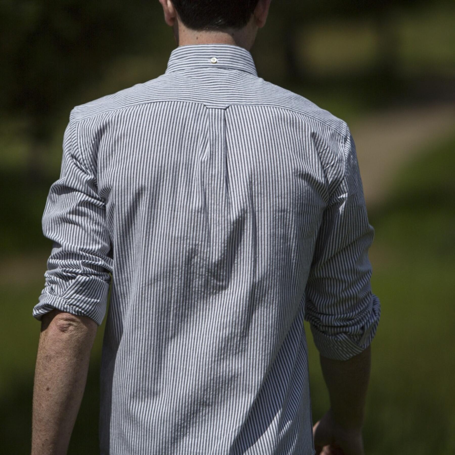 gustin #505 charcoal stripe seersucker