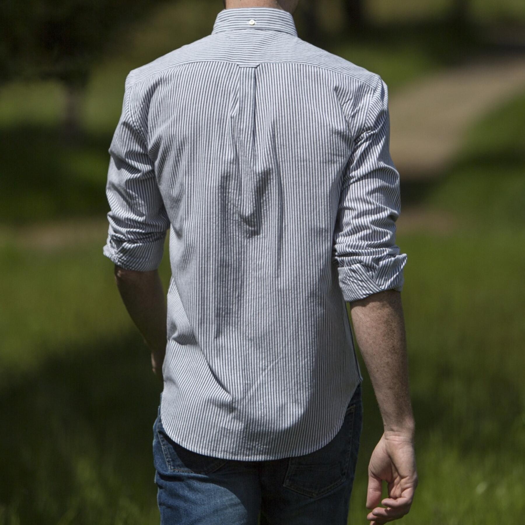 gustin #505 charcoal stripe seersucker