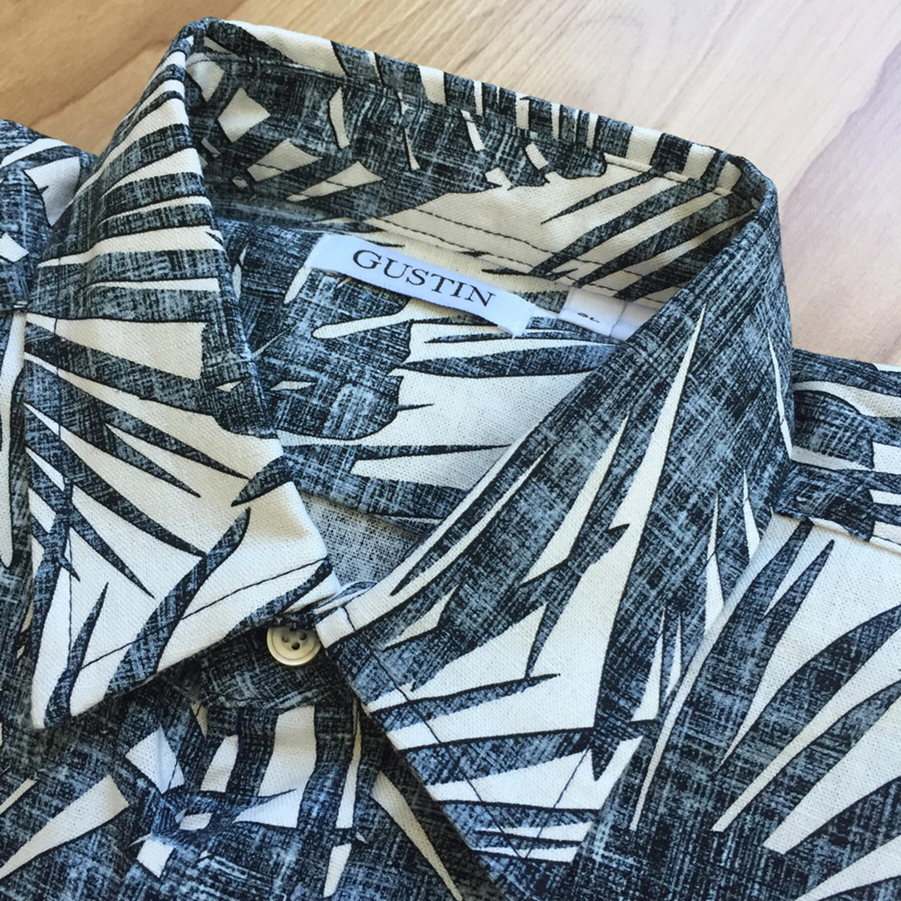 gustin #499 long sleeve b&w hawaiian shirt