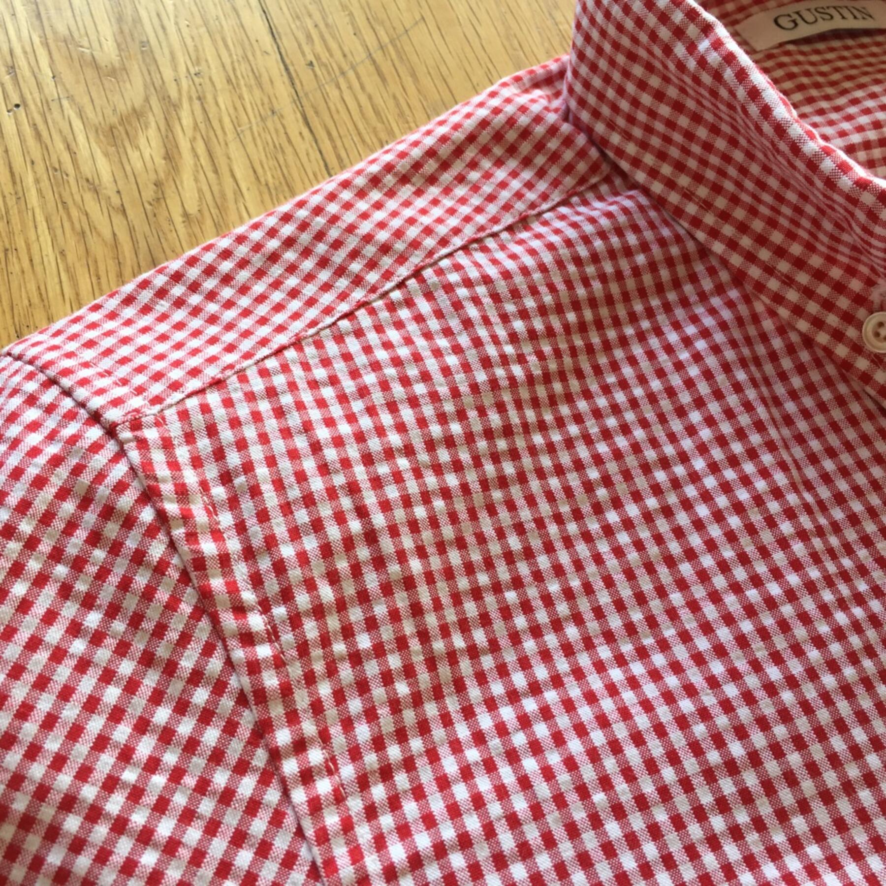 gustin #514 red gingham seersucker