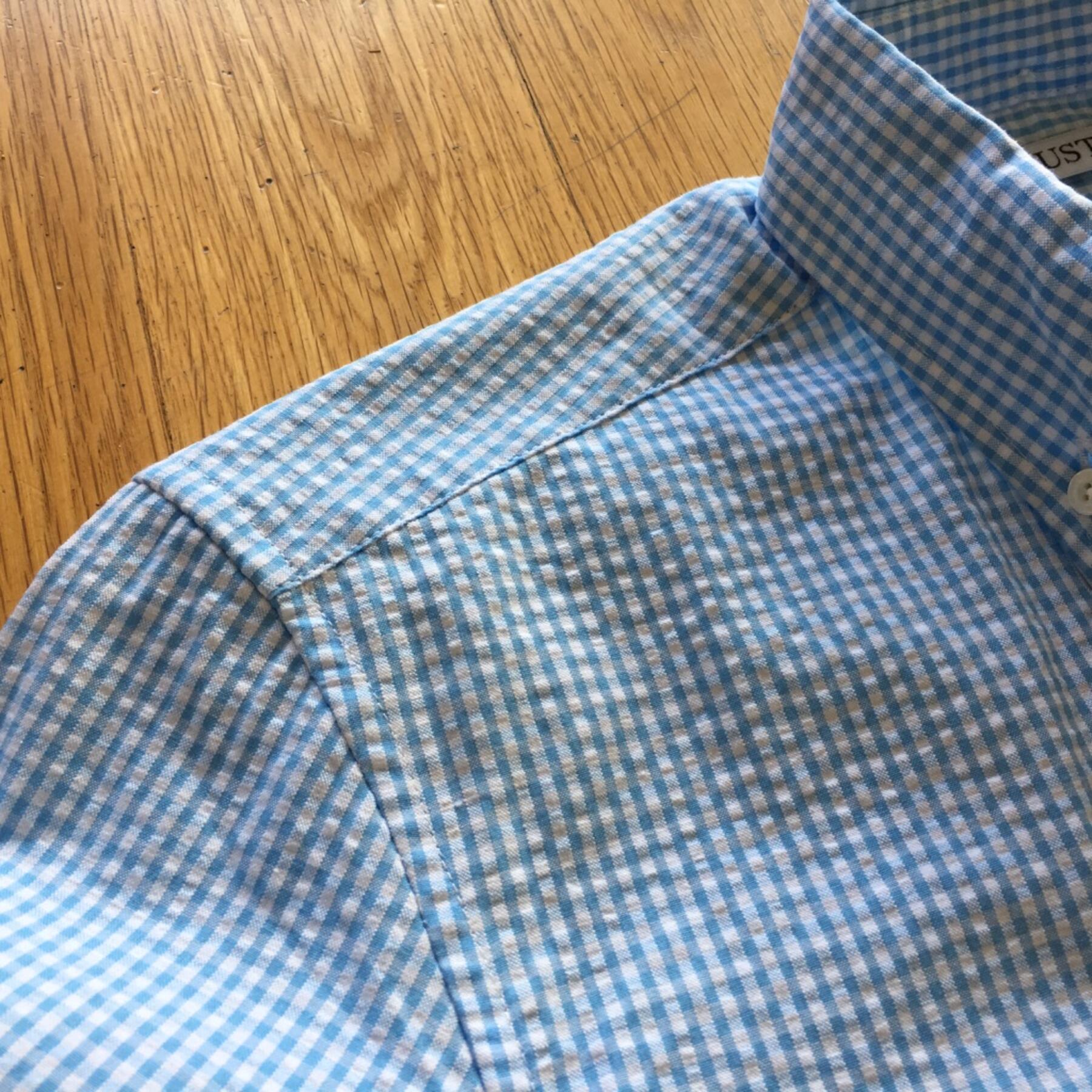 gustin #515 sky gingham seersucker