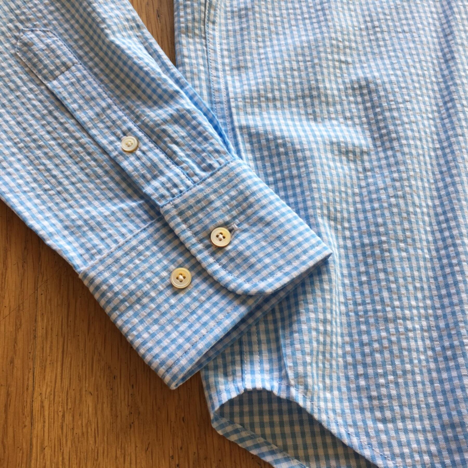 gustin #515 sky gingham seersucker